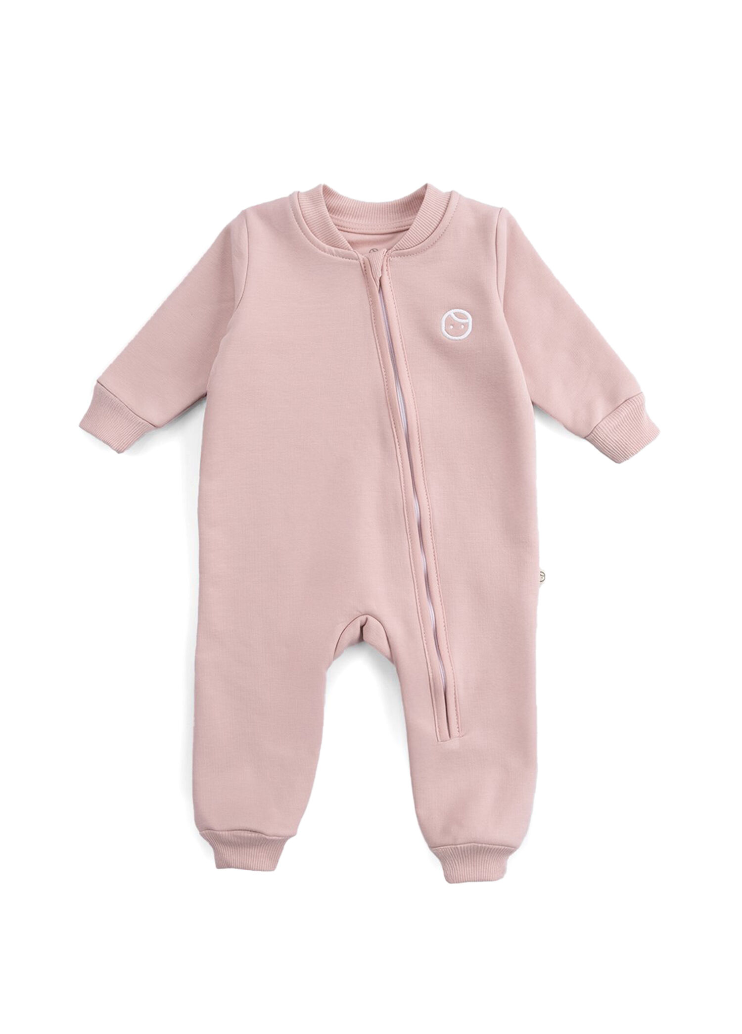 Pembe Organik Pamuklu Fermuarlı Kız Bebek Tulum