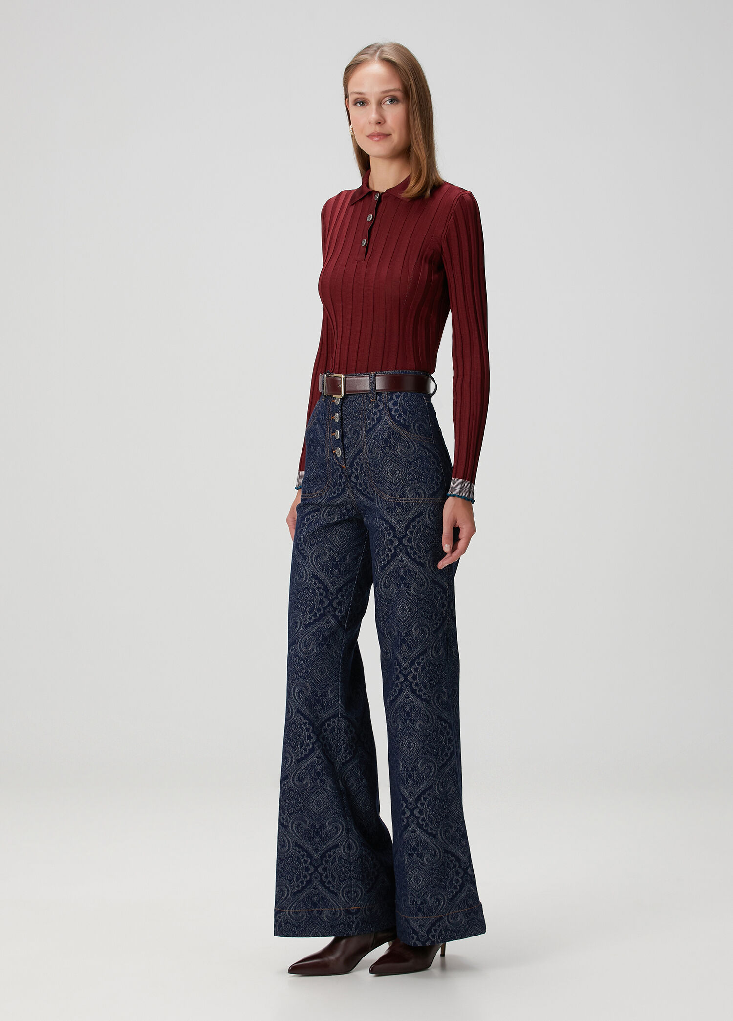 Lacivert Desenli Jean Pantolon