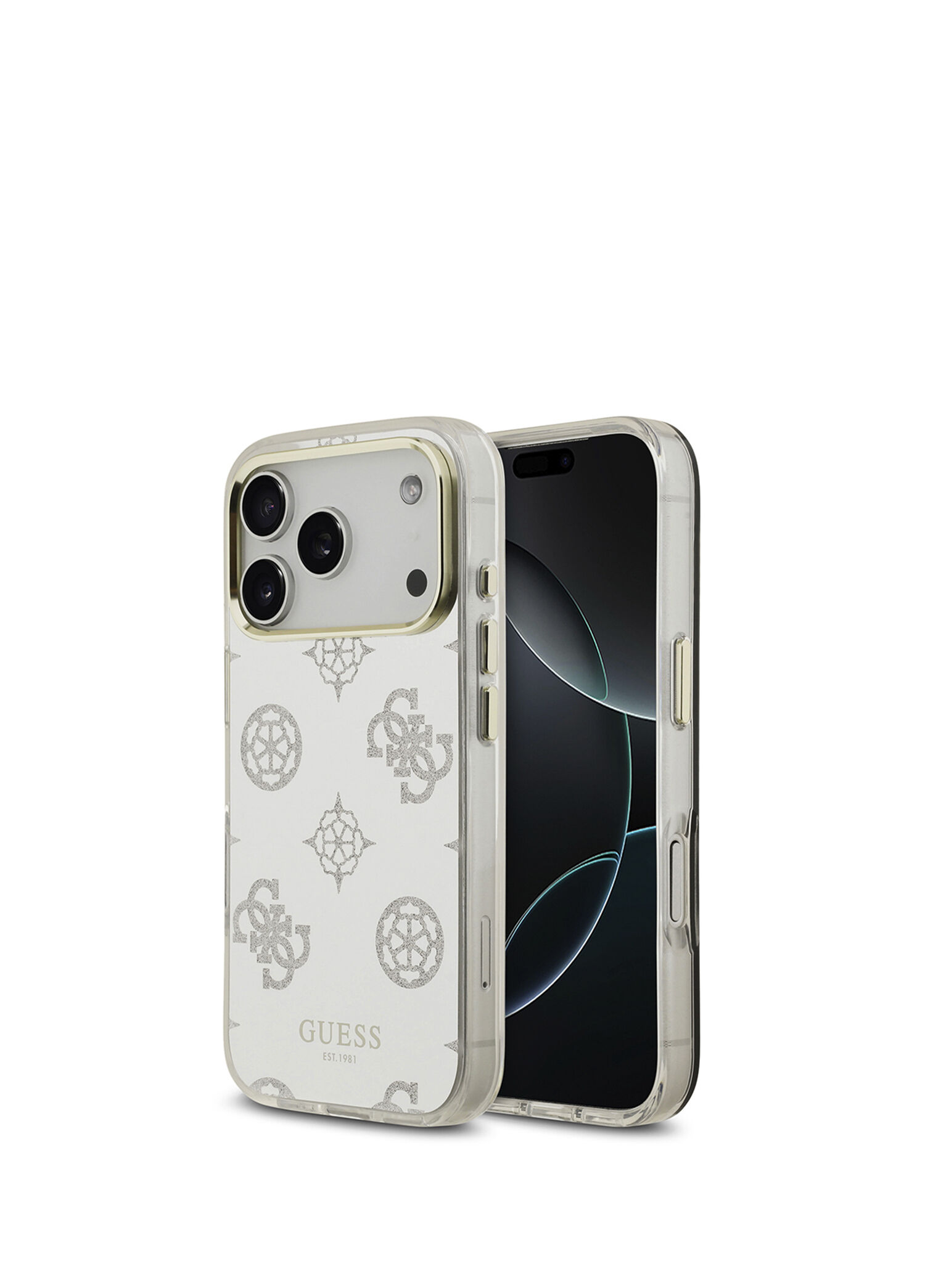 Guess - iPhone 17 Pro Metal Kamera Çerçeveli Simli Aynalı Telefon Kılıfı - Gümüş