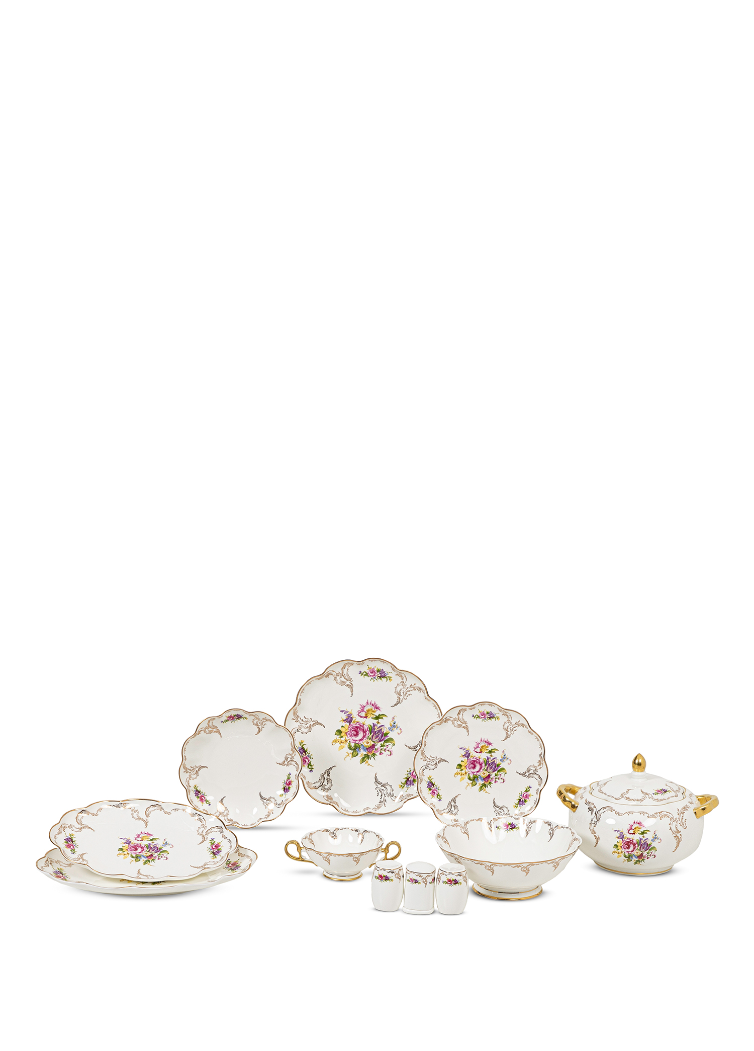 Pia Flowers Desenli Bone China 60 Parça Yemek Takımı