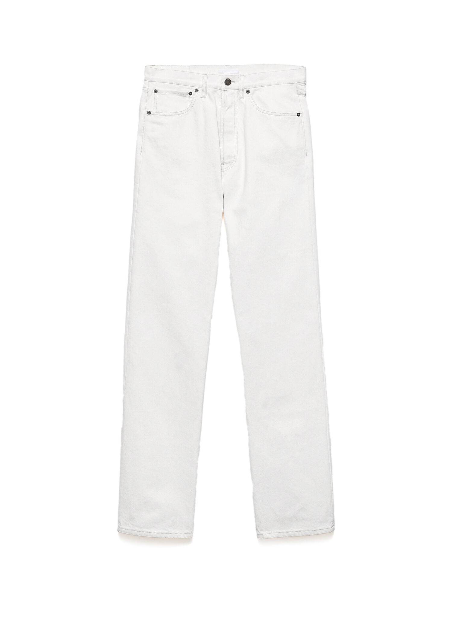 Beyaz Beş Cepli Eskitme Denim Erkek Pantolon