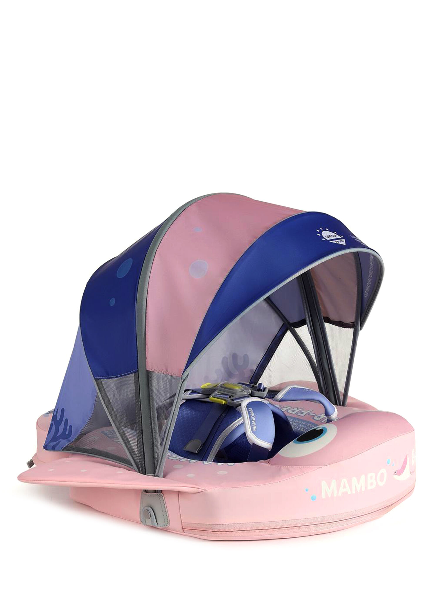 Pembe Vatoz Emniyetli Gölgelikli Ayak Destekli Bebek Yüzme Simidi