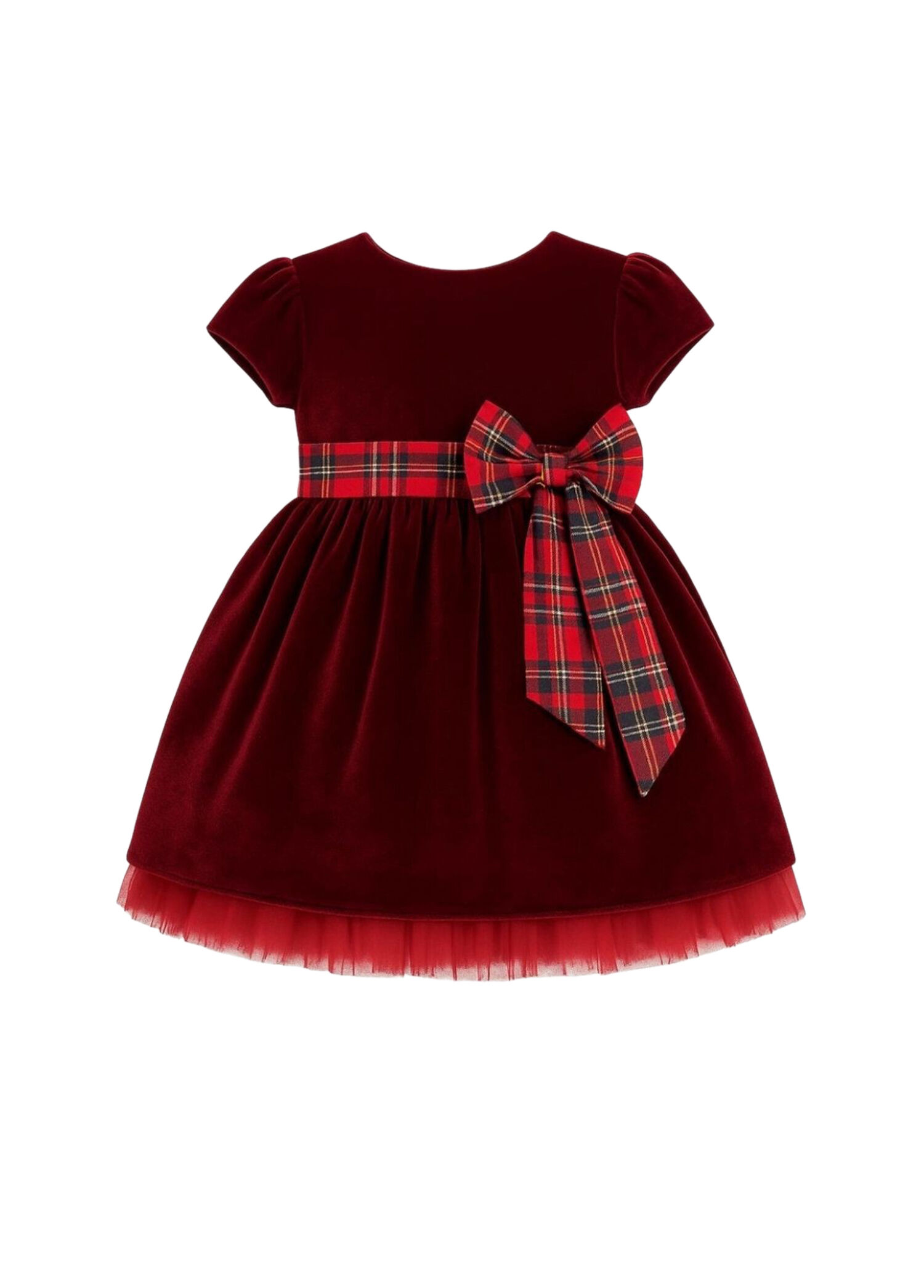 Velvet Merry Bordo Kız Çocuk Elbise