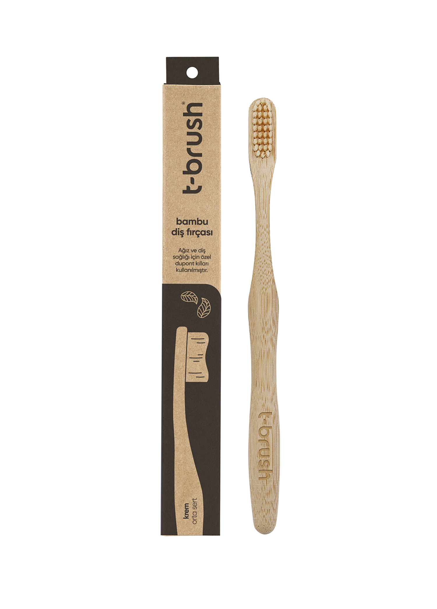 Vegan Bambu Doğal Orta Sert Krem Rengi Diş Fırçası