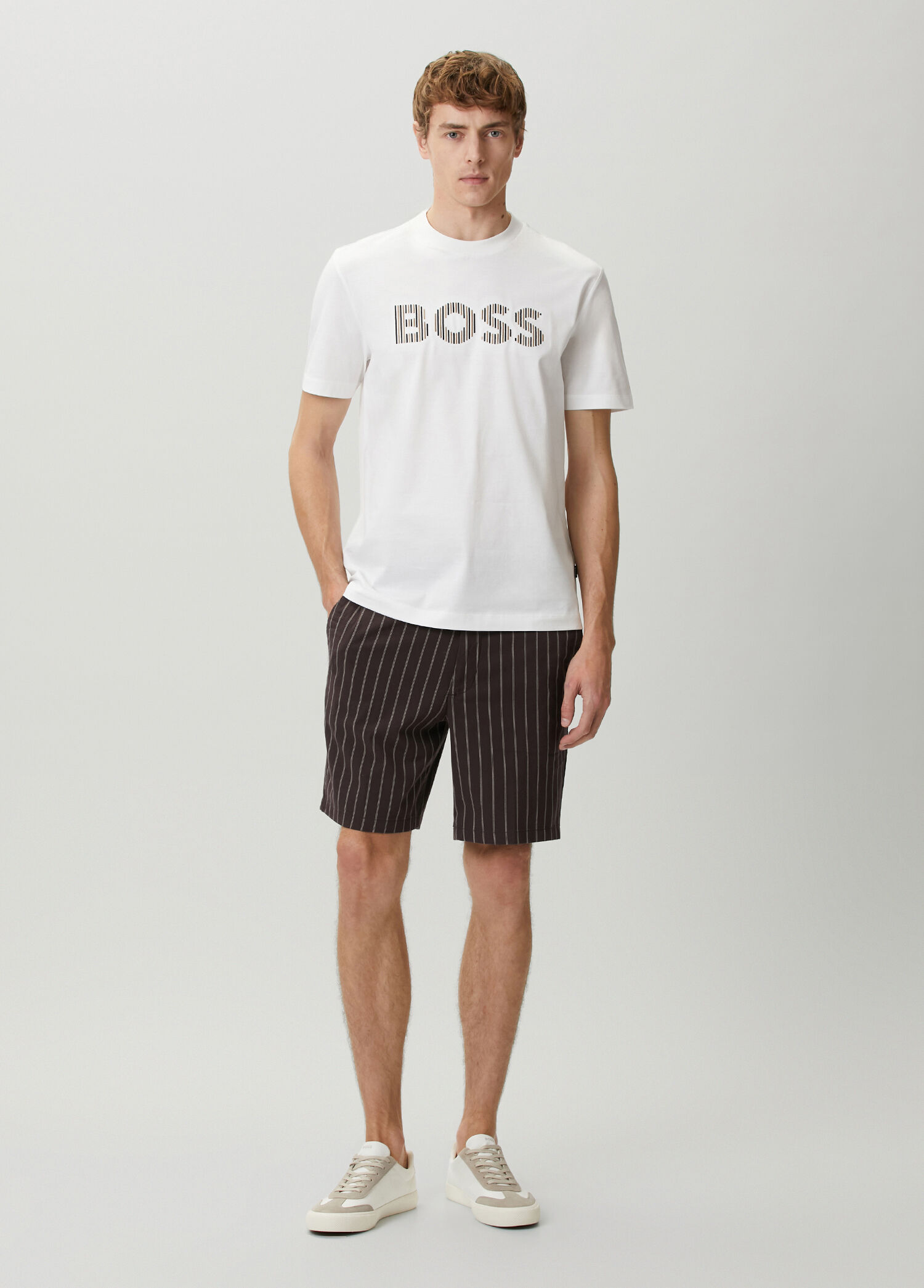 Dark Brown Stripe Pattern Bermuda