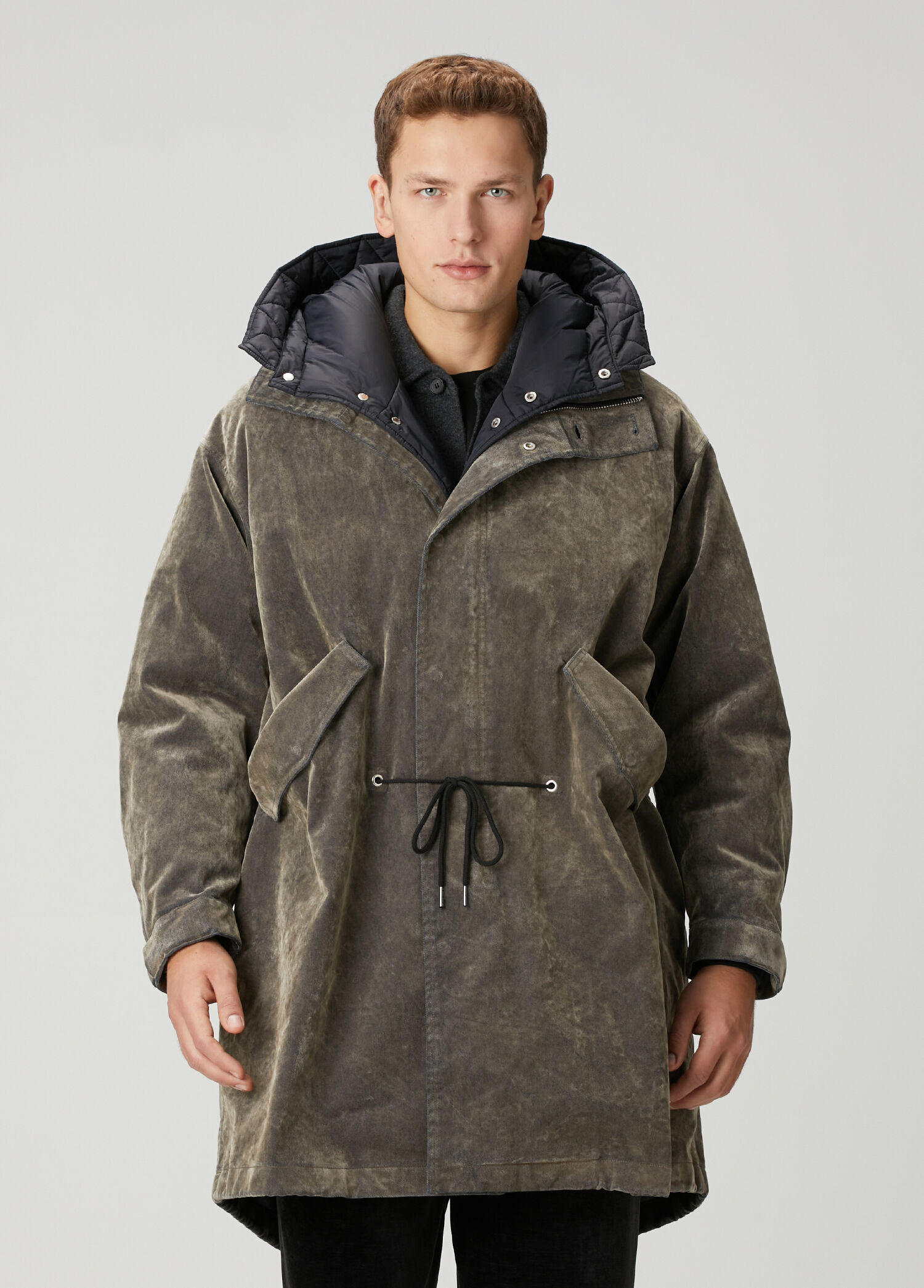 Haki Kapüşonlu Parka
