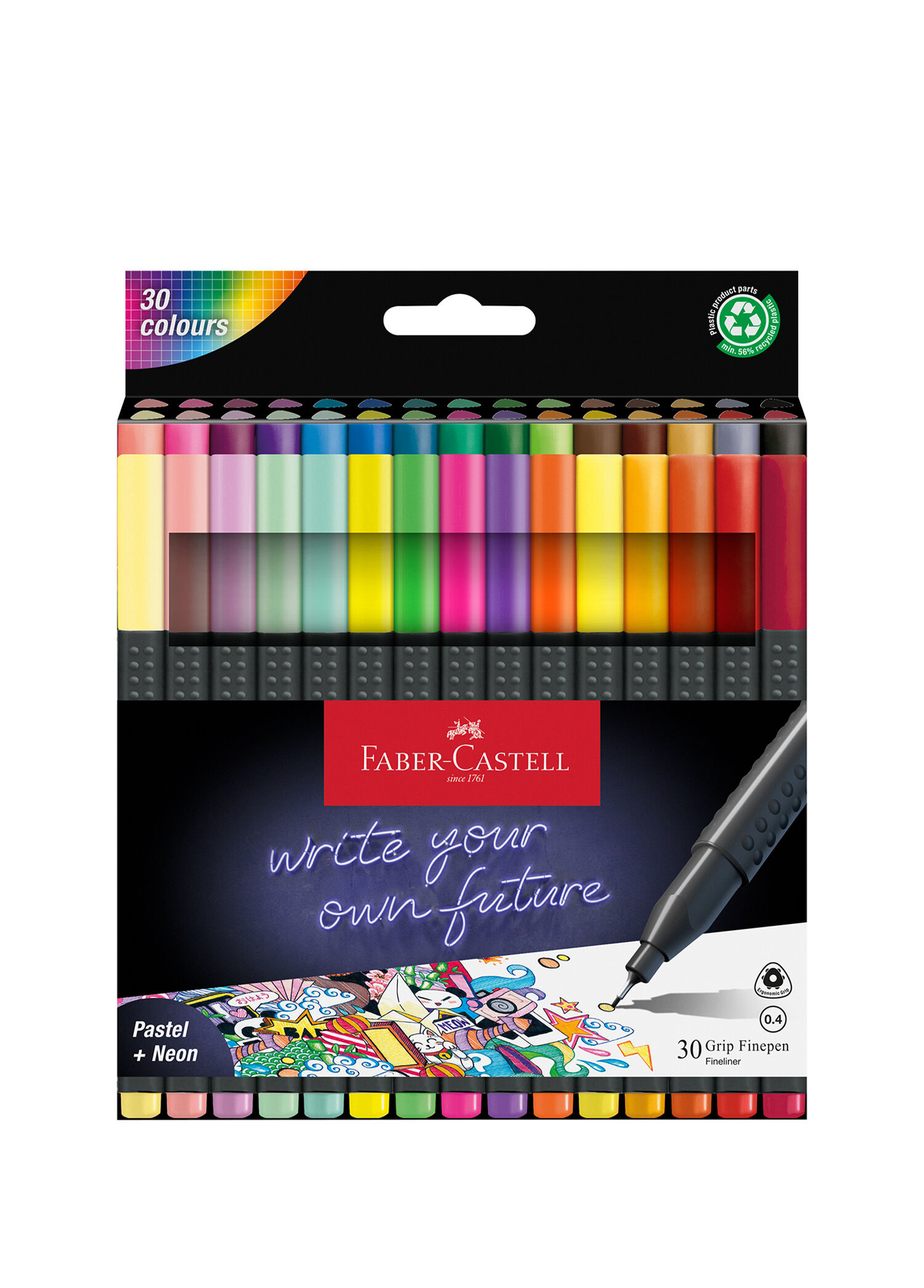 Grip Finepen 30’lu Pastel ve Neon Renkli İnce Keçe Uçlu Kalem Seti
