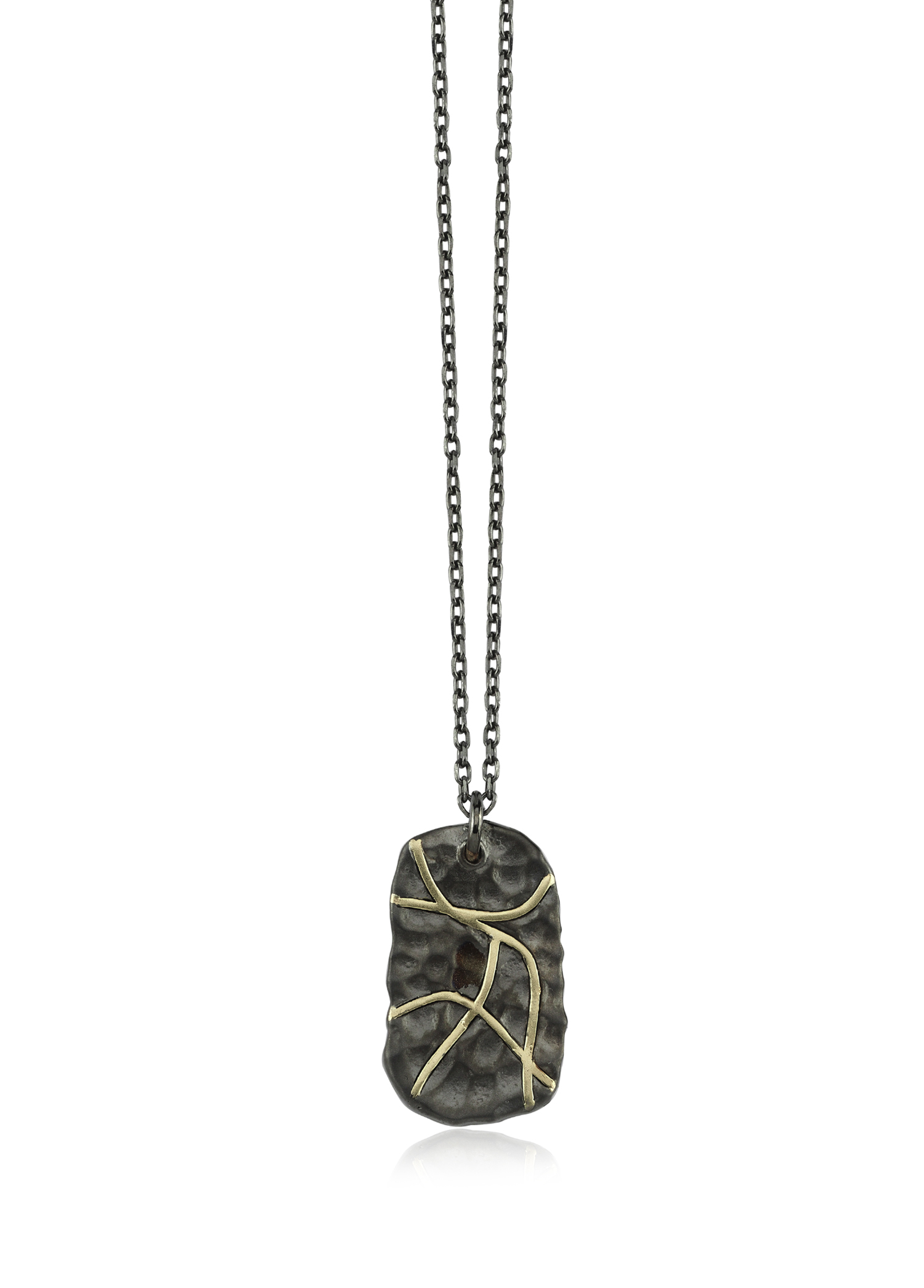 Kintsugi Wabi Locket 14 Ayar Altın ve 925 Ayar Gümüş Erkek Kolye