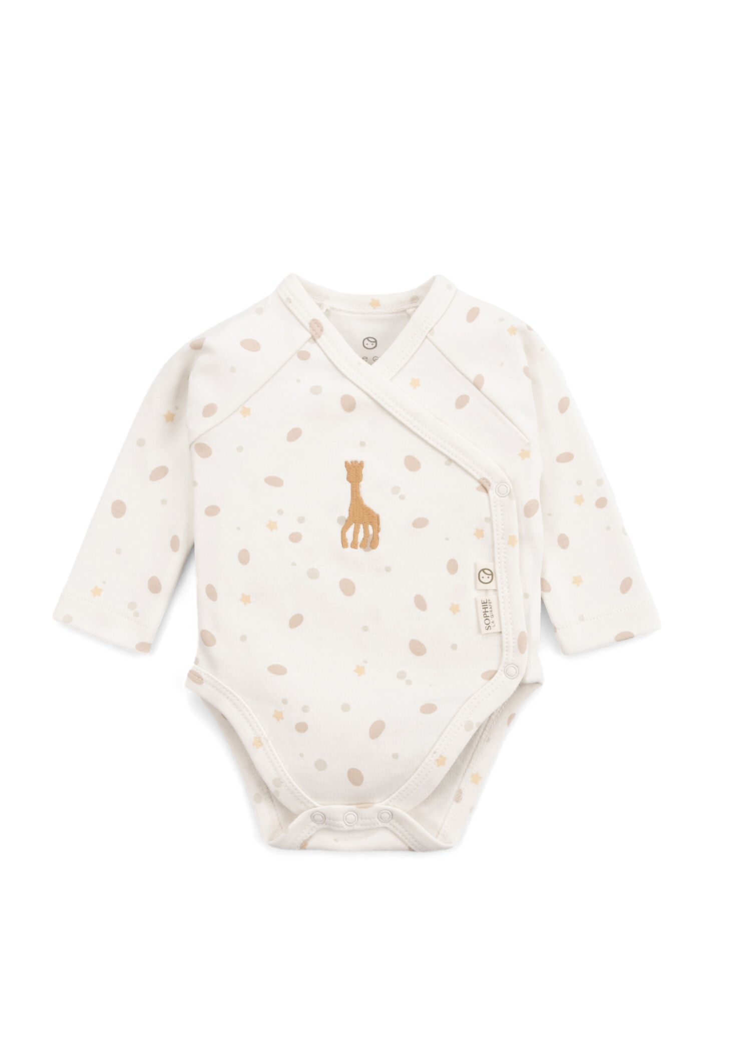Sophie la girafe Krem Rengi Organik Pamuk Kruvaze Uzun Kollu Unisex Bebek Body
