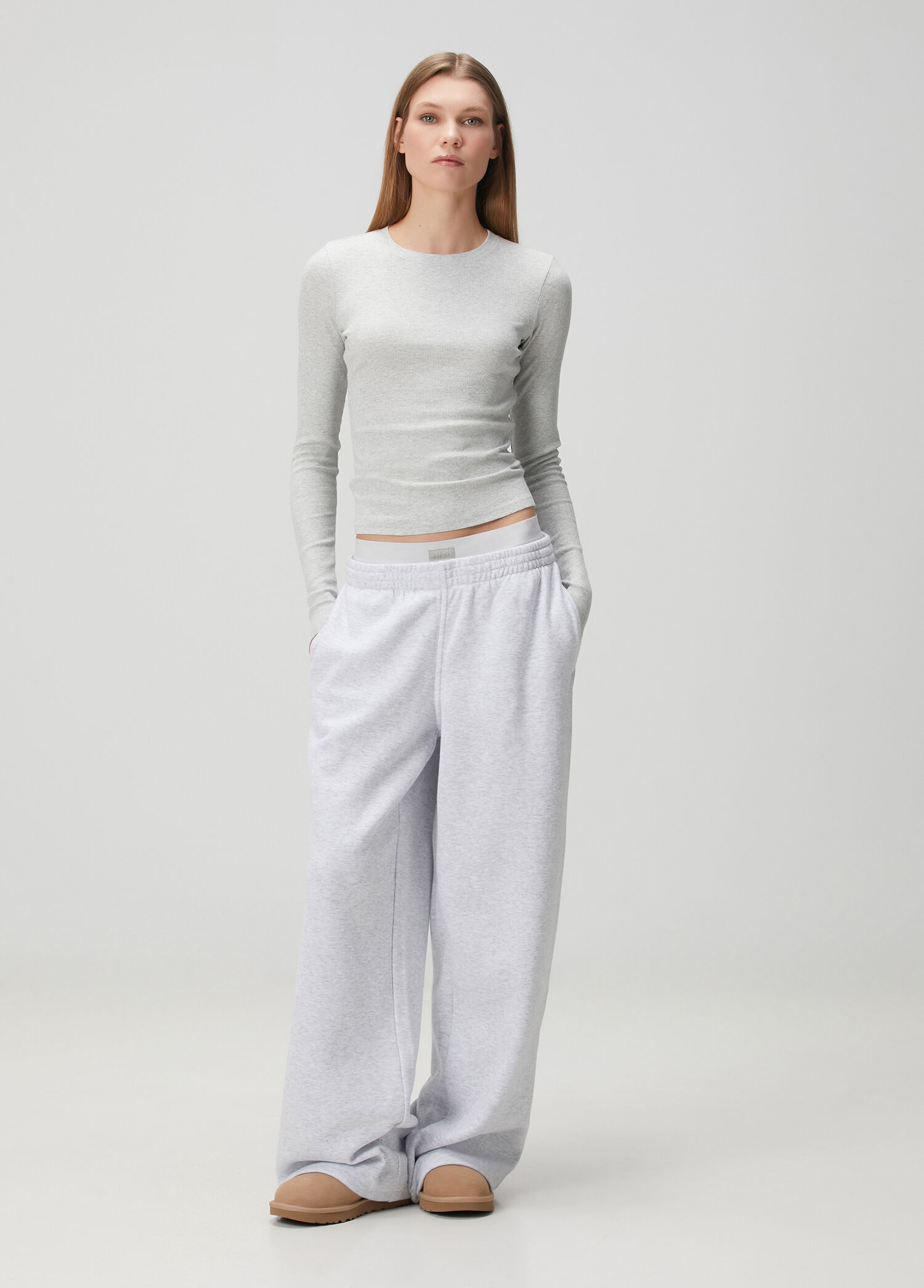 Cotton Fleece Açık Gri Oversized Eşofman Altı