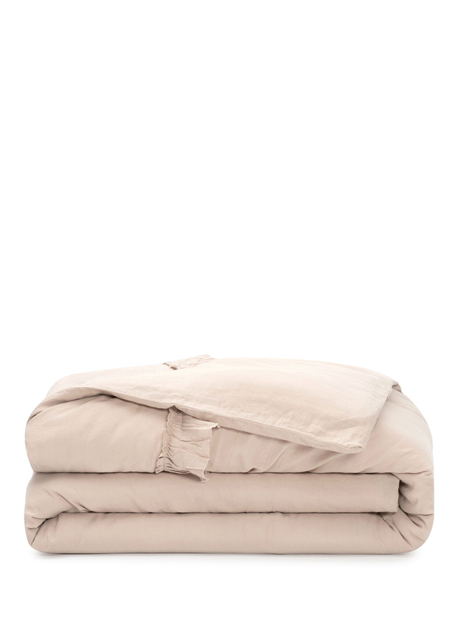 Frill Bej Keten Çift Kişilik Nevresim Kılıfı 200 x 220 cm