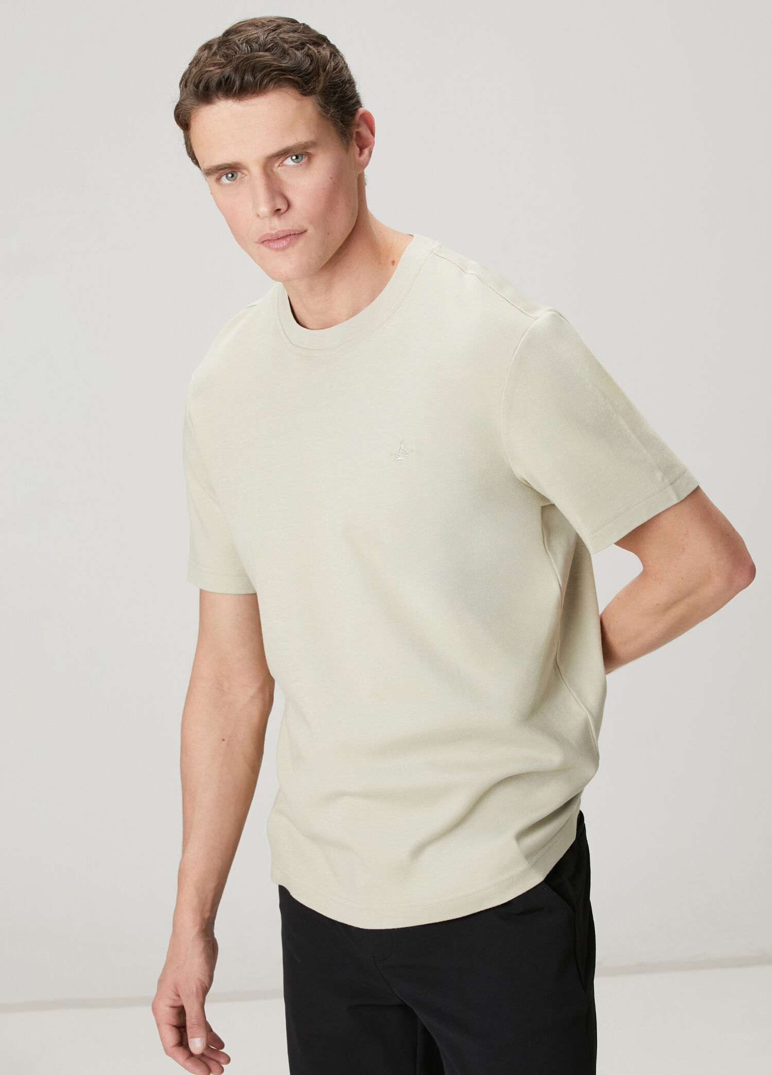 Beymen Club cagla Erkek Çağla Relax Fit Interlock Basic T-shirt