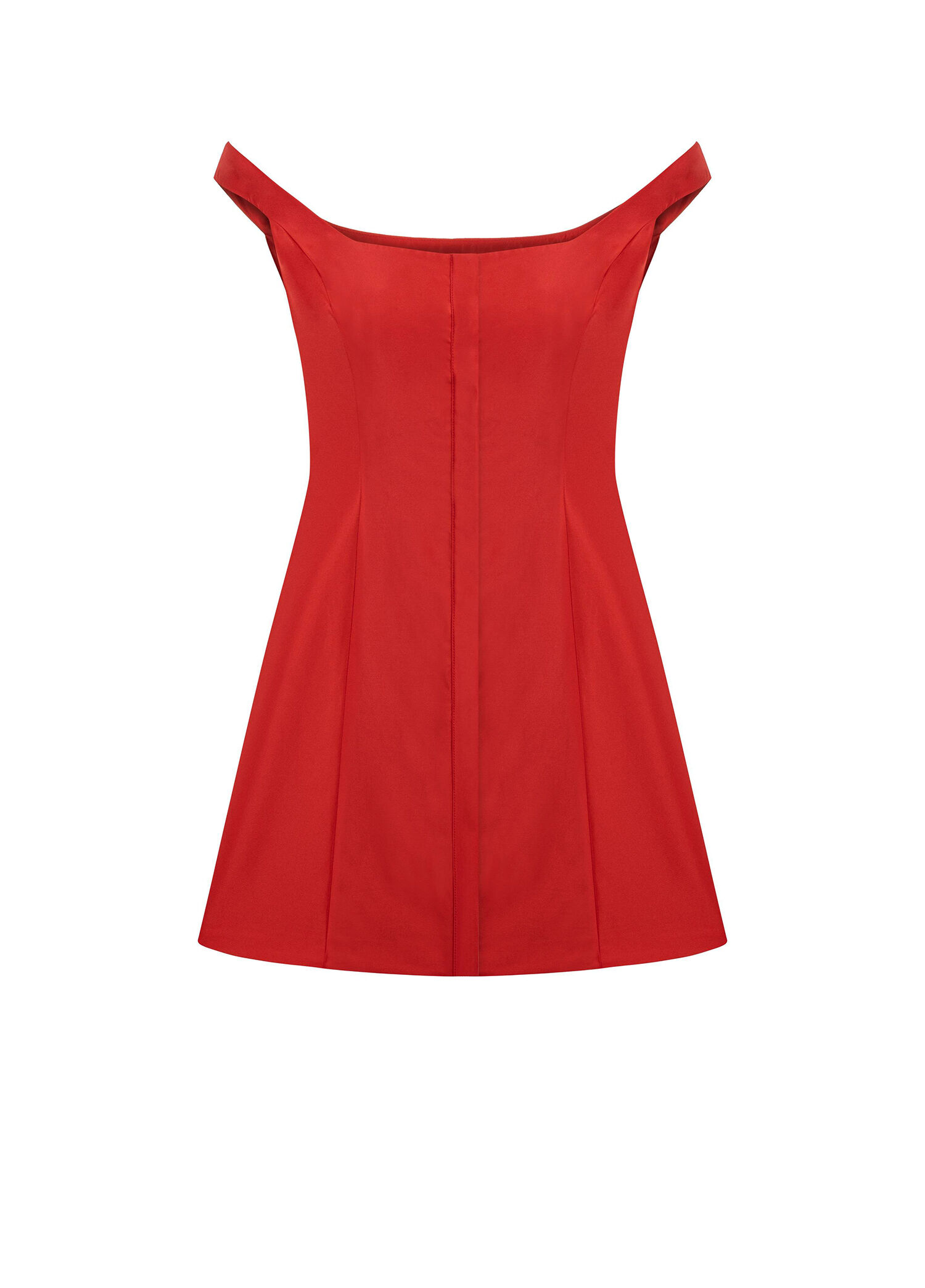 Emma Fiery Red Düşük Yaka Kadın Mini Elbise