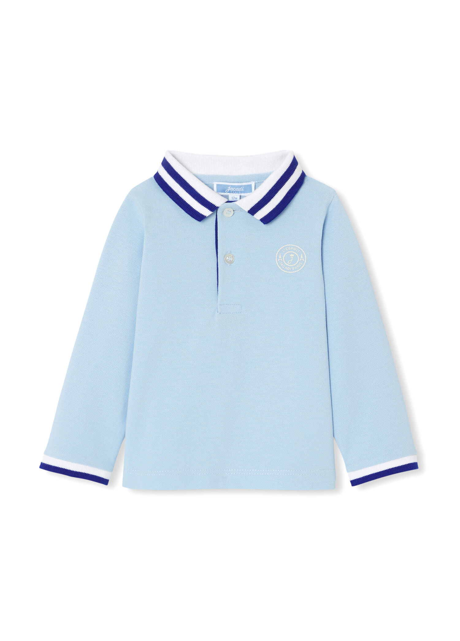 Açık Mavi Pamuklu Pike Polo Yaka Uzun Kollu Erkek Bebek Sweatshirt