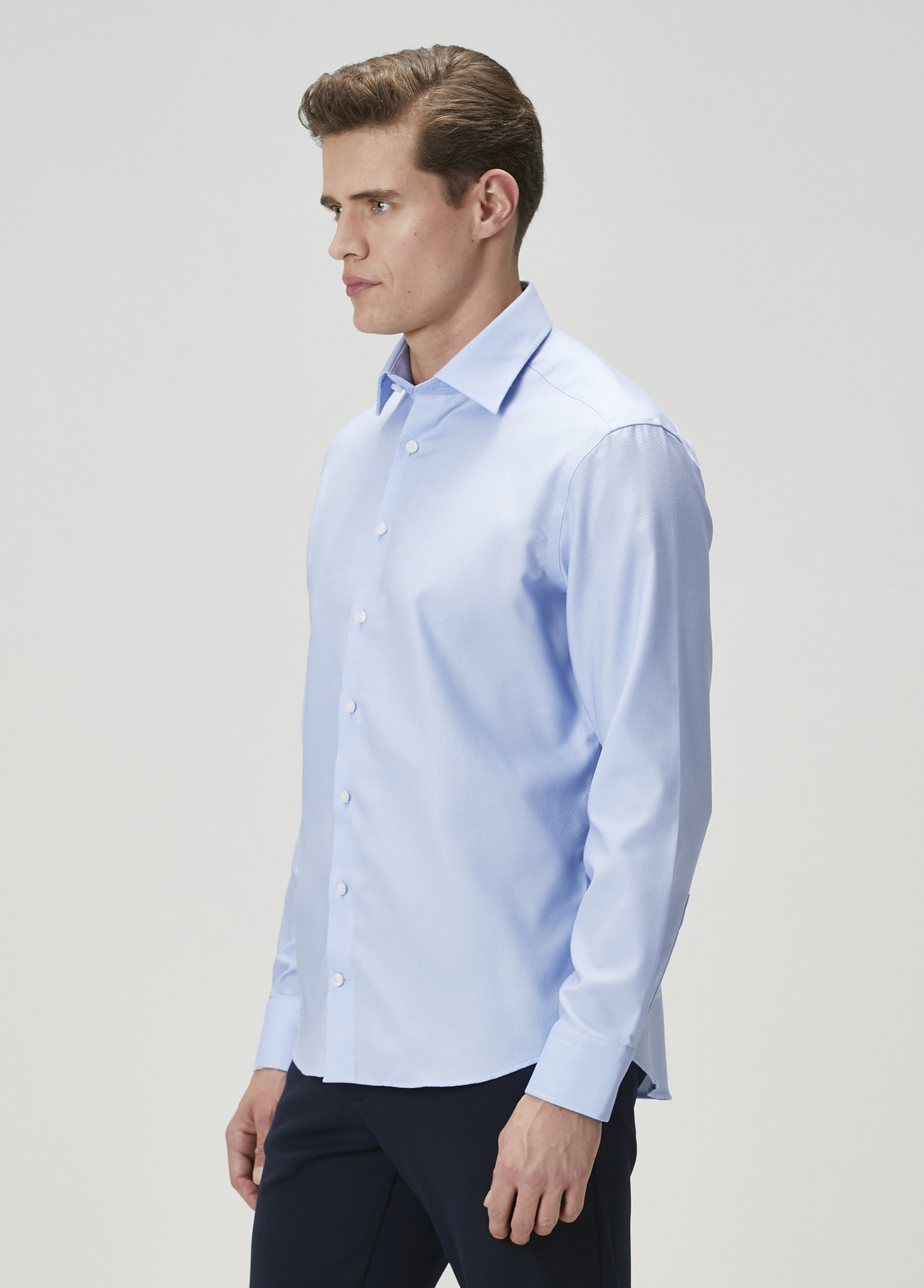 Comfort Fit Mavi Non-iron Gömlek_3