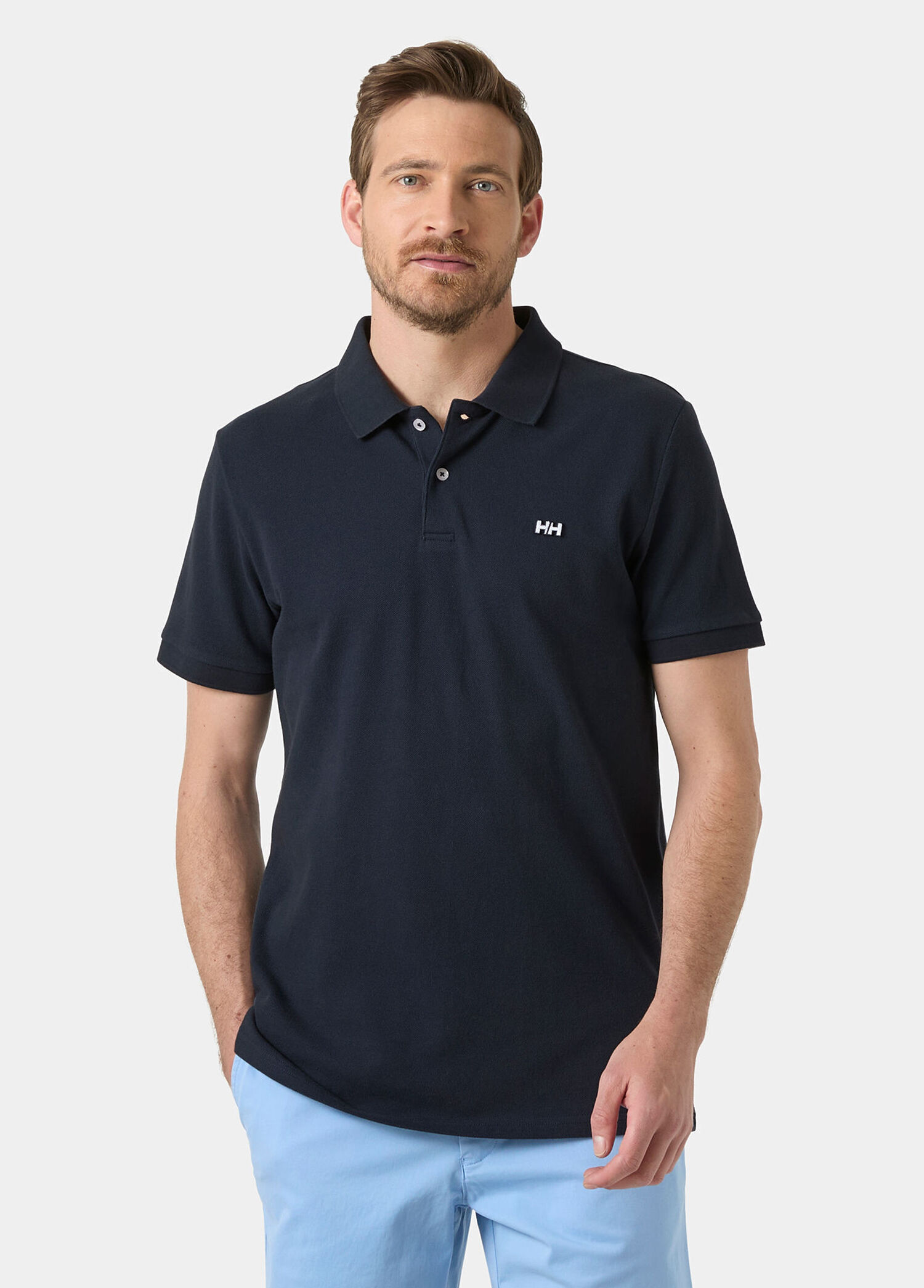 P Helly Hansen Hudson Navy Pamuklu Polo Yaka Kisa Kollu Erkek T Shirt