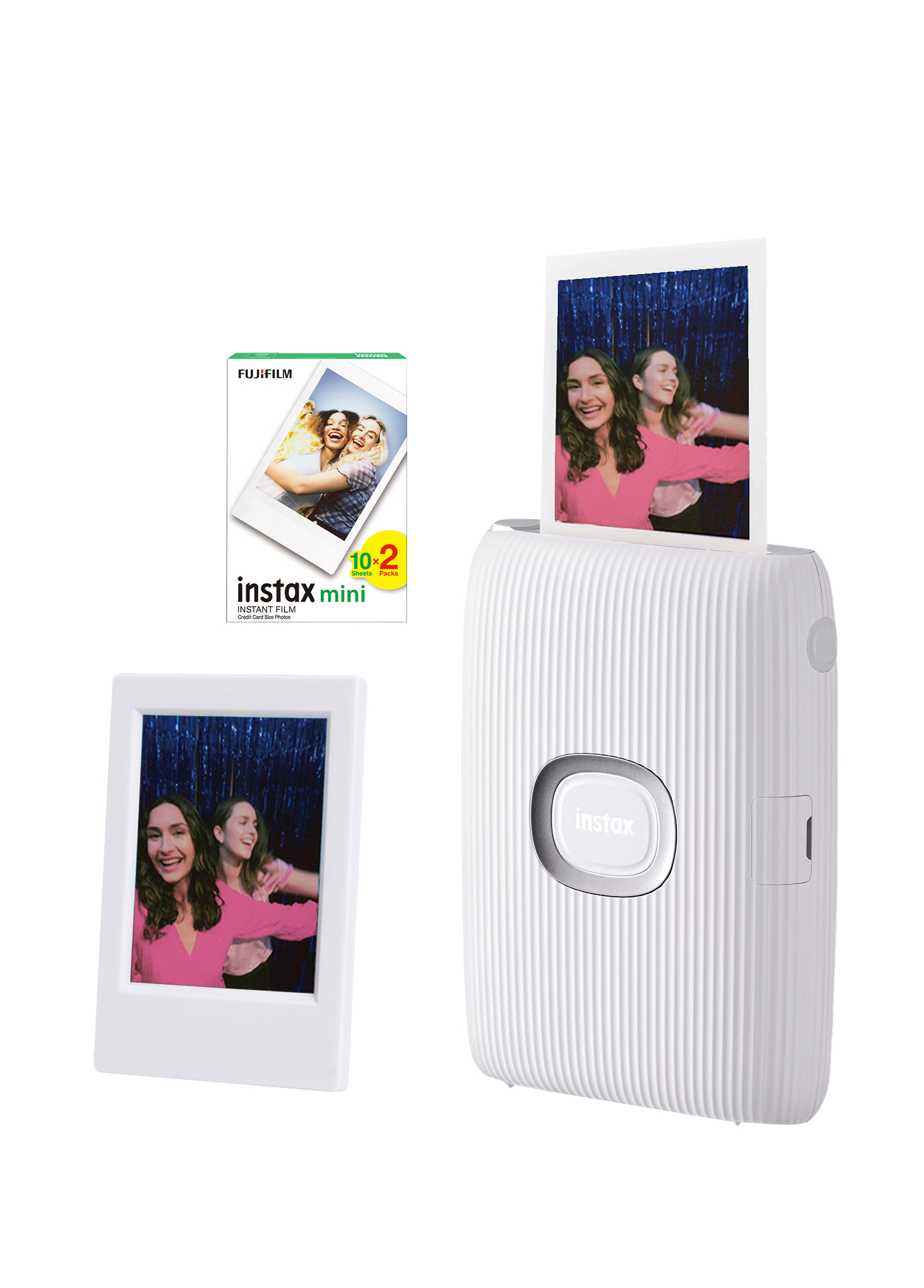 Instax Mini Link 2 Beyaz Akıllı Telefon Yazıcısı + 20'li Mini Film ve Çerçeve Seti