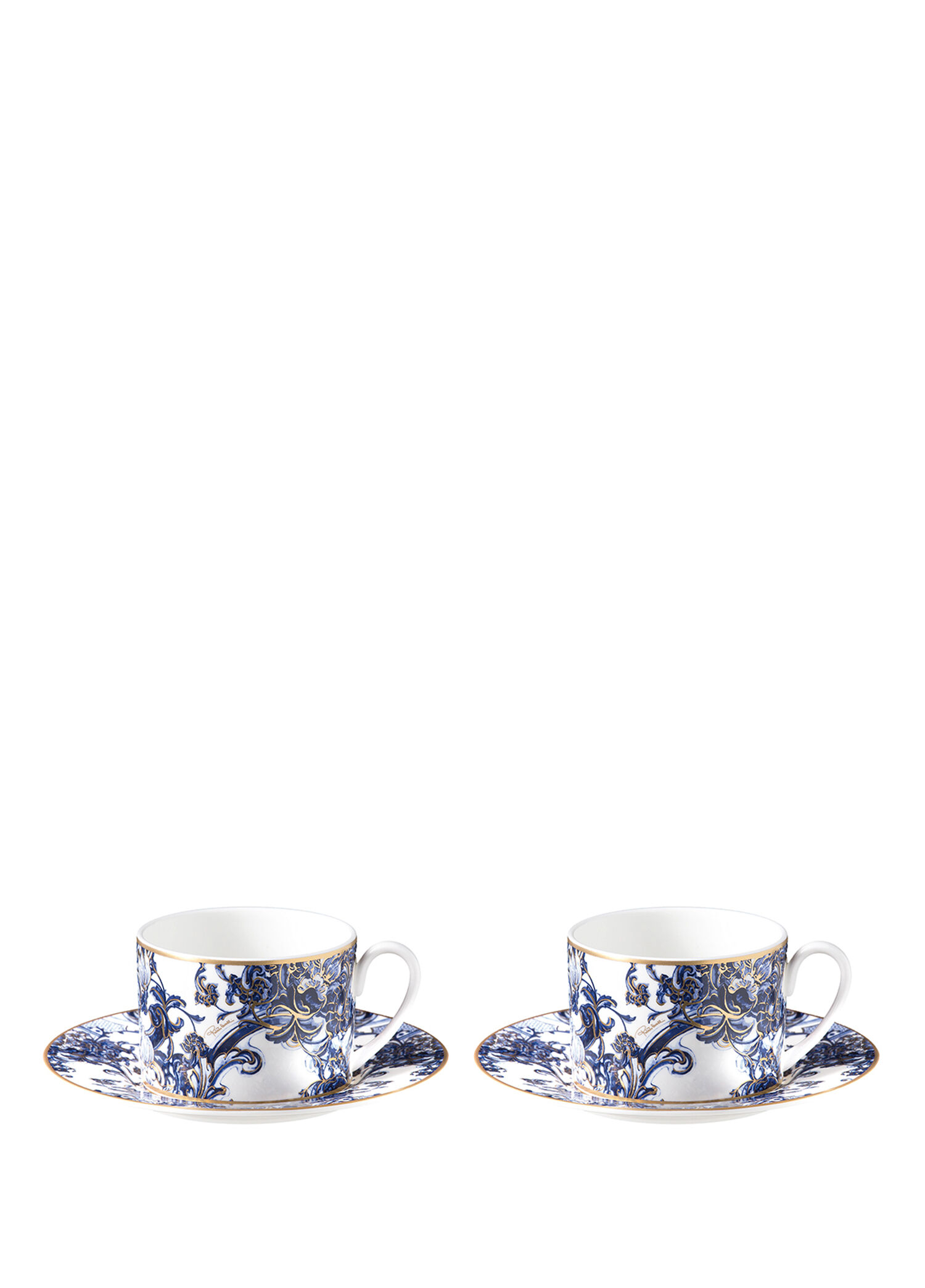 Azulejos Mavi Beyaz Desenli Porselen 2 Kişilik Kahve & Çay Fincan Takımı