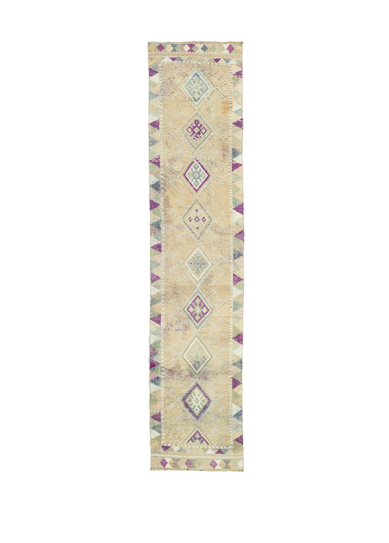 Merda Geometrik Tasarımlı Yün Yolluk 75 x 369 cm
