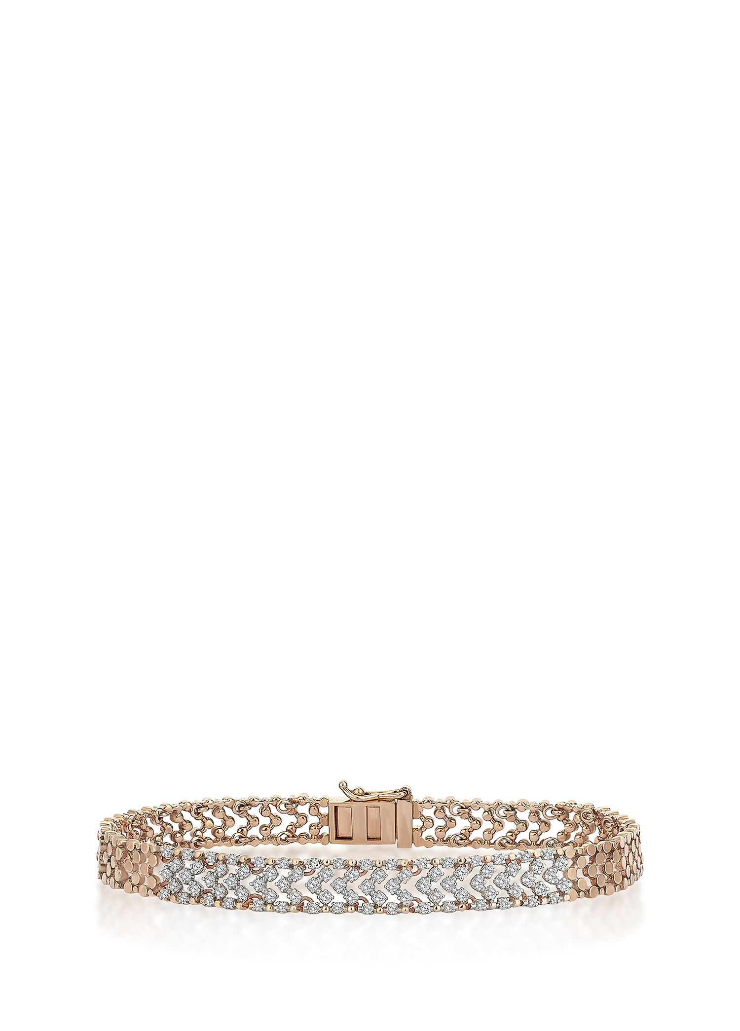Loure Shine White Bracelet Pırlanta Taşlı 14 Ayar Pembe Altın Kadın Bileklik