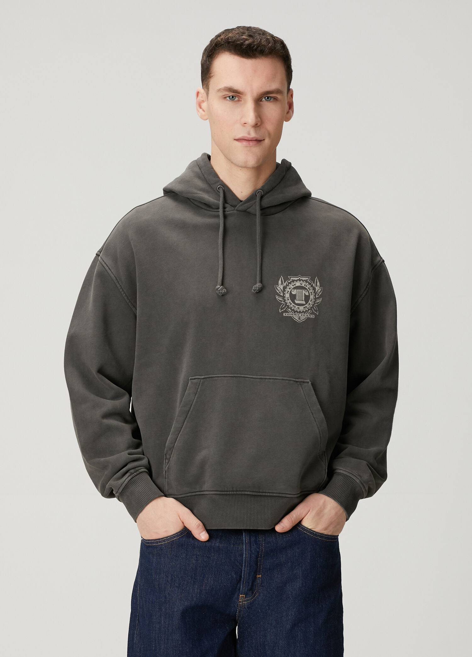 Antrasit Kapüşonlu Sweatshirt