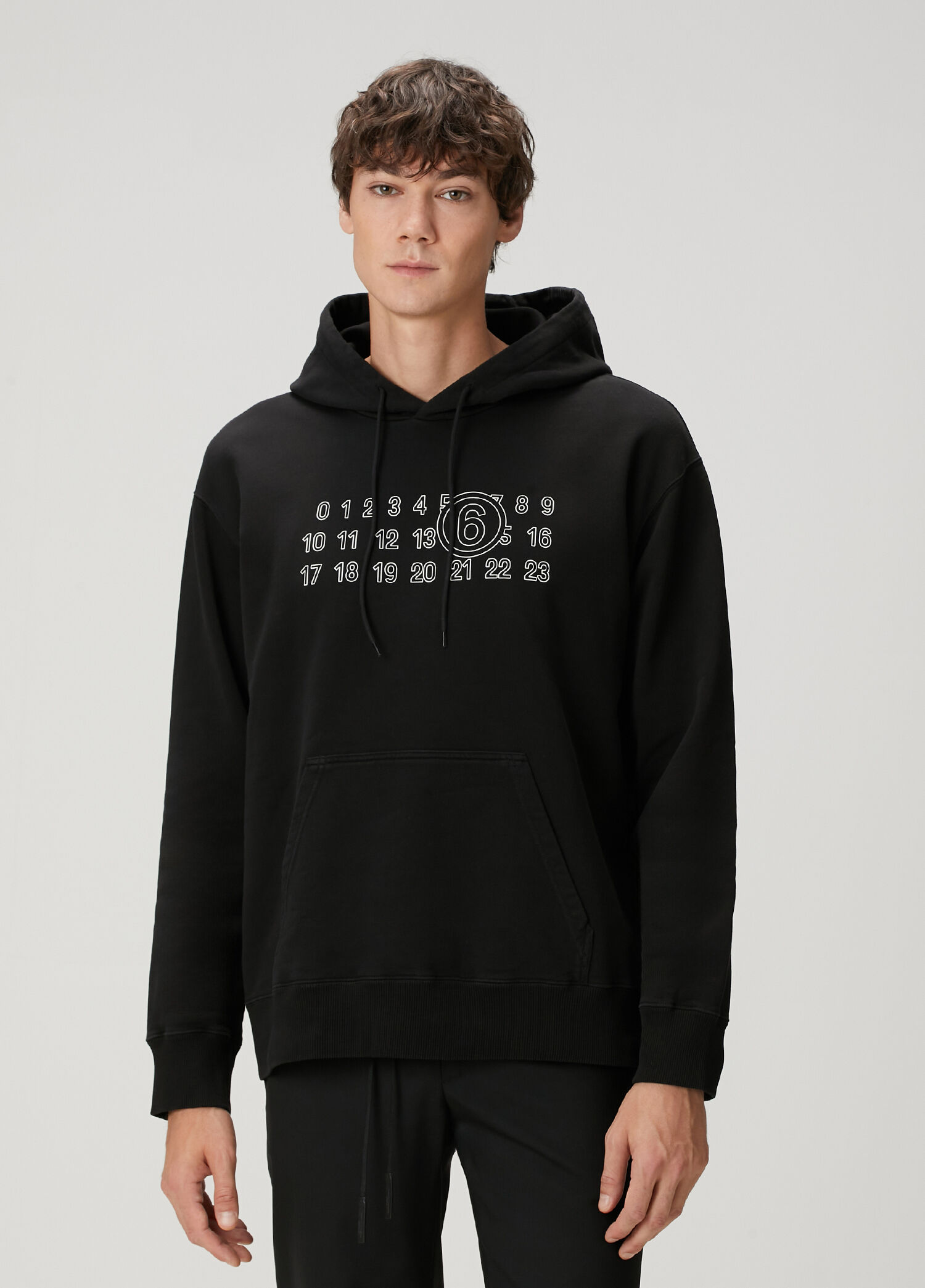 MM6 Maison Margiela - Siyah Kapüşonlu Logo Baskılı Sweatshirt - Siyah