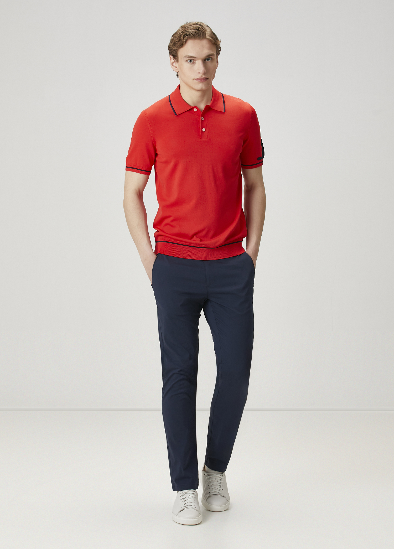 Kırmızı Kaz Jakarlı Polo Yaka T-shirt_2