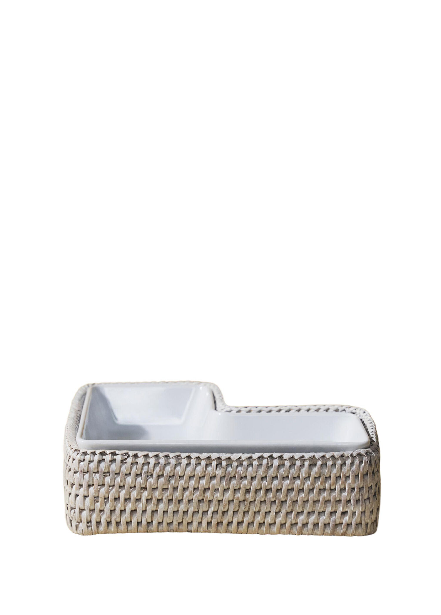 Beyaz L-Rattan Servis Tabağı