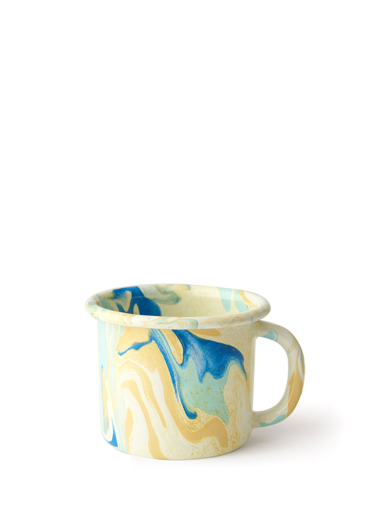 New Marble Krem Ebru Emaye Kupa
