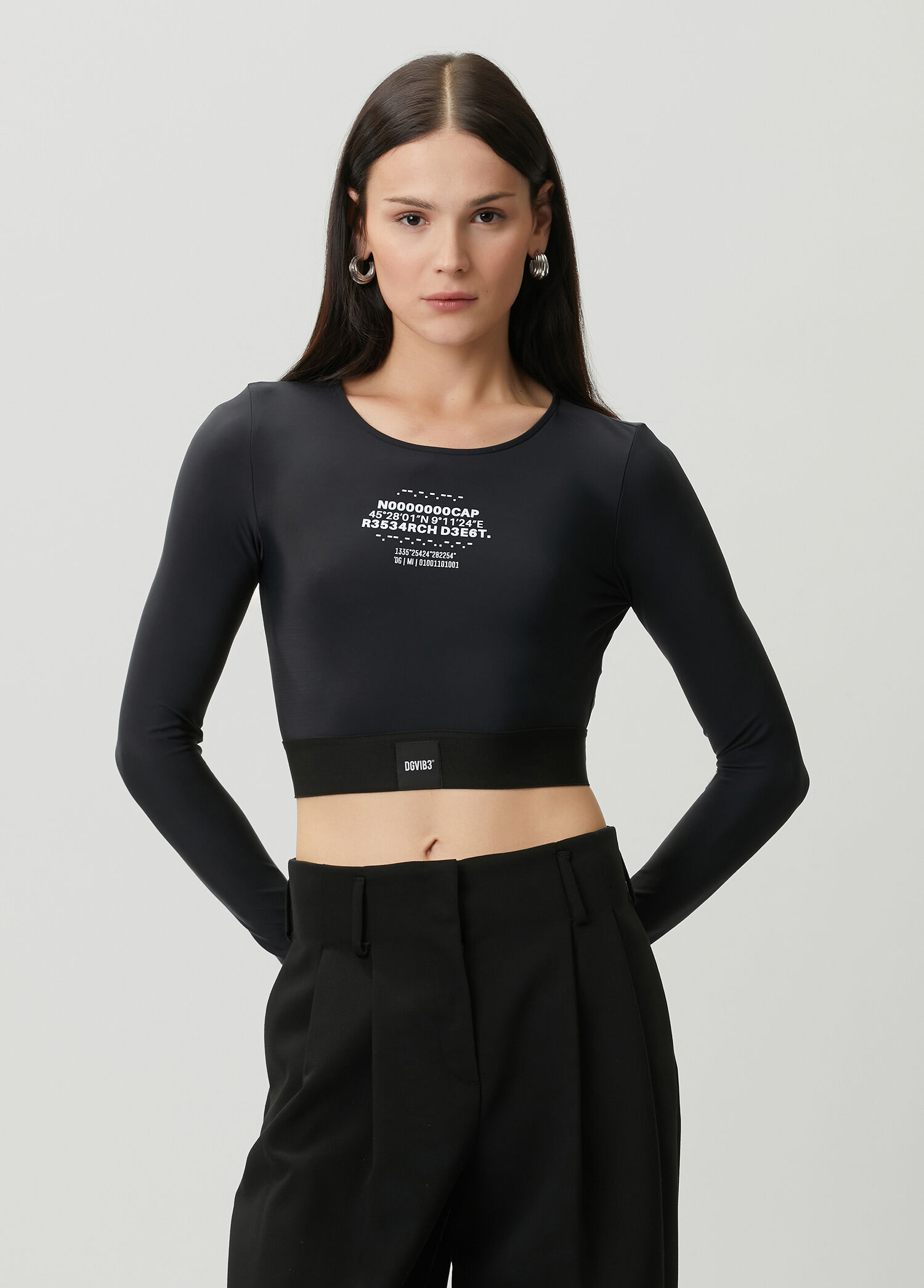 Black Printed Crop Blouse