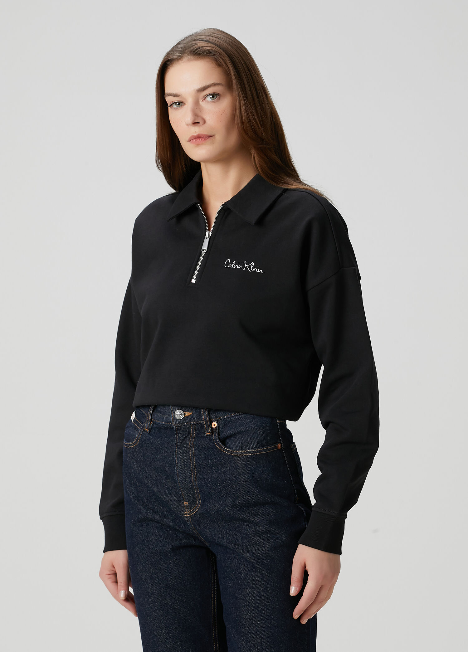 Siyah Polo Sweatshirt