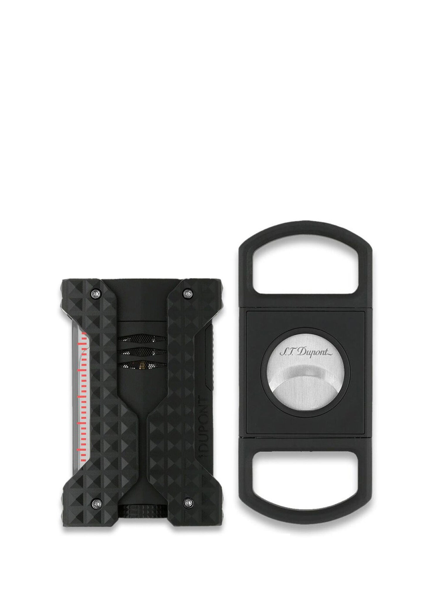 Windproof Siyah Rüzgar Geçirmez Puro Çakmağı ve Kesici Seti