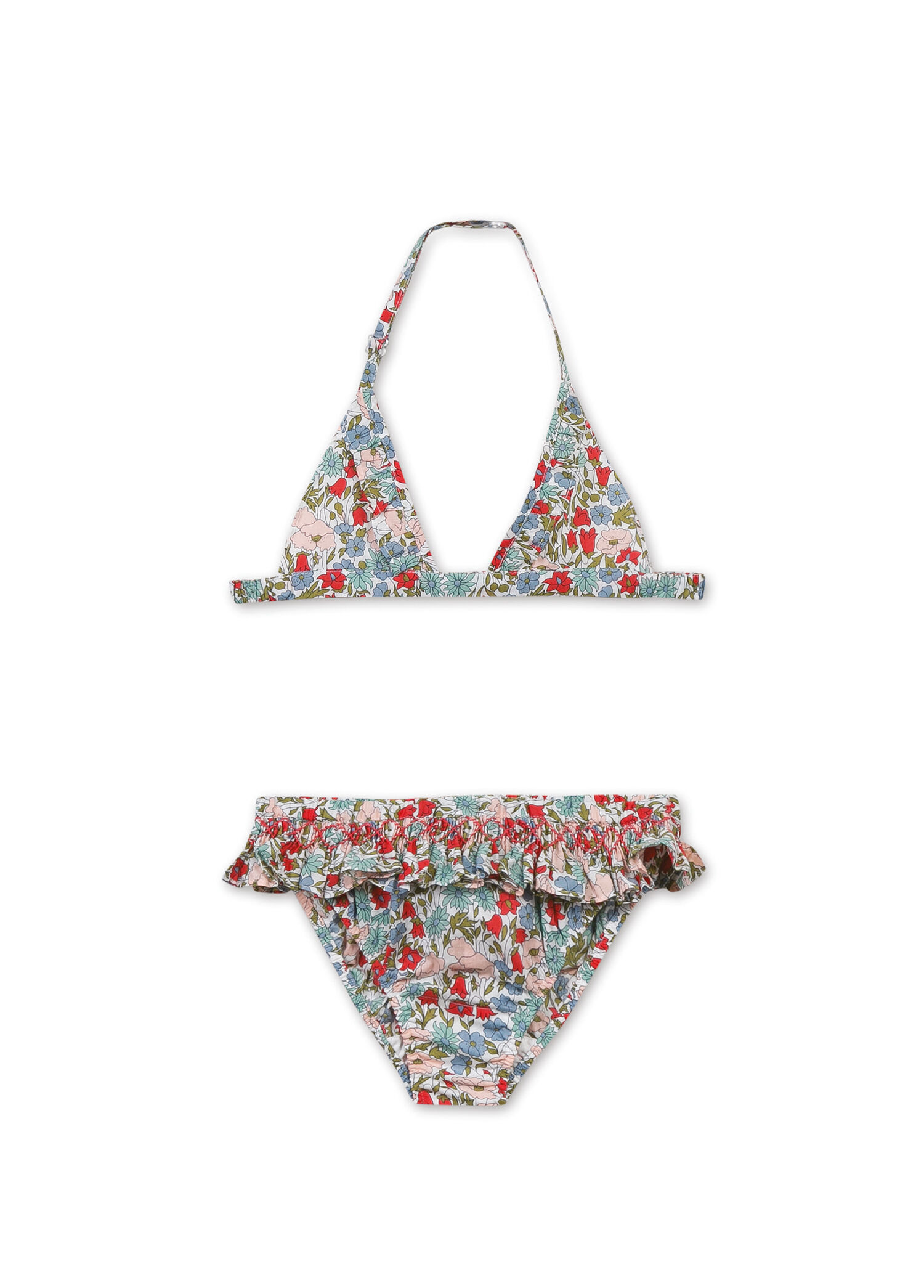 Çiçek Desenli Koton Kız Çocuk Bikini Takımı