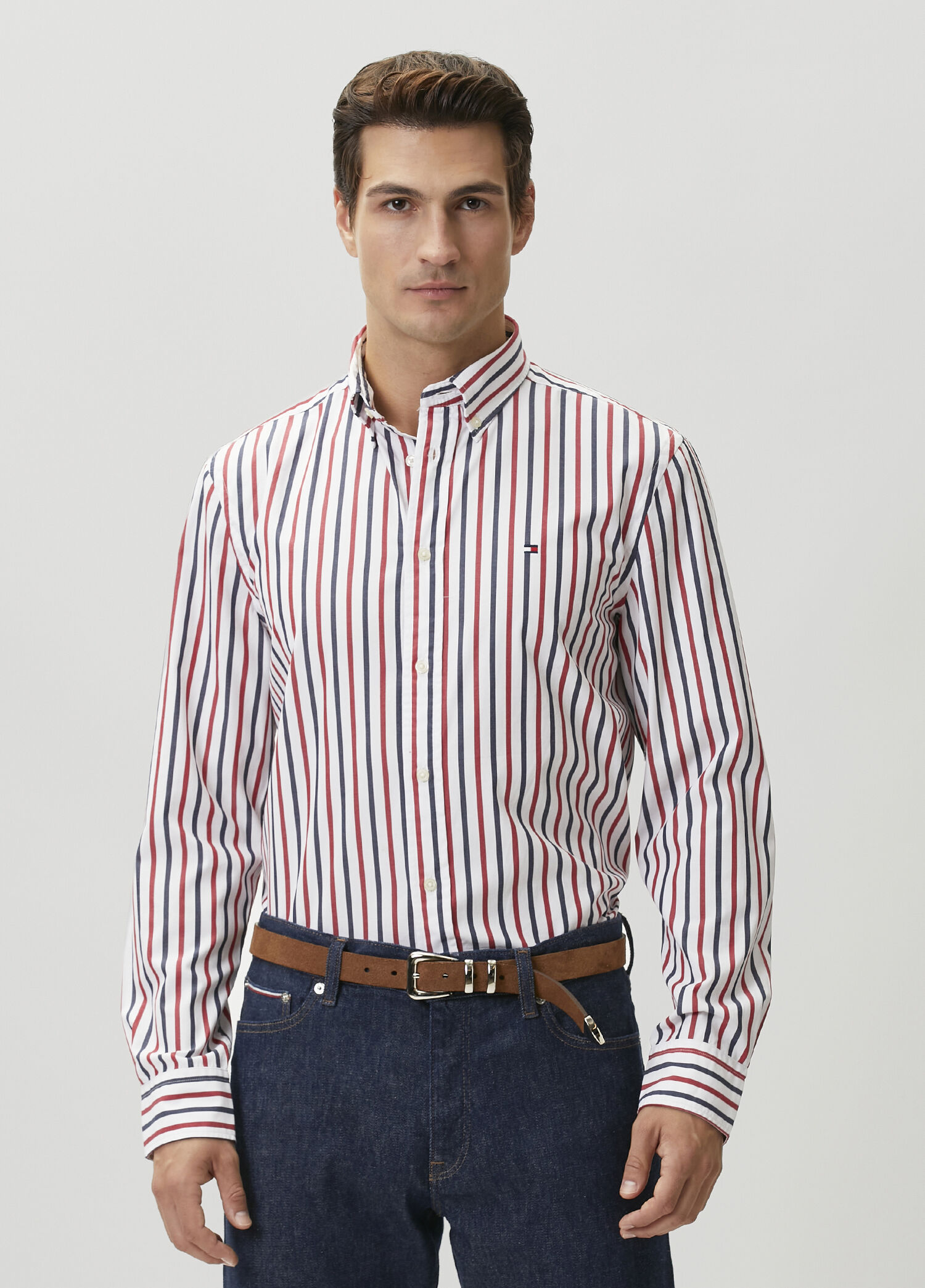 Red Blue Striped Shirt