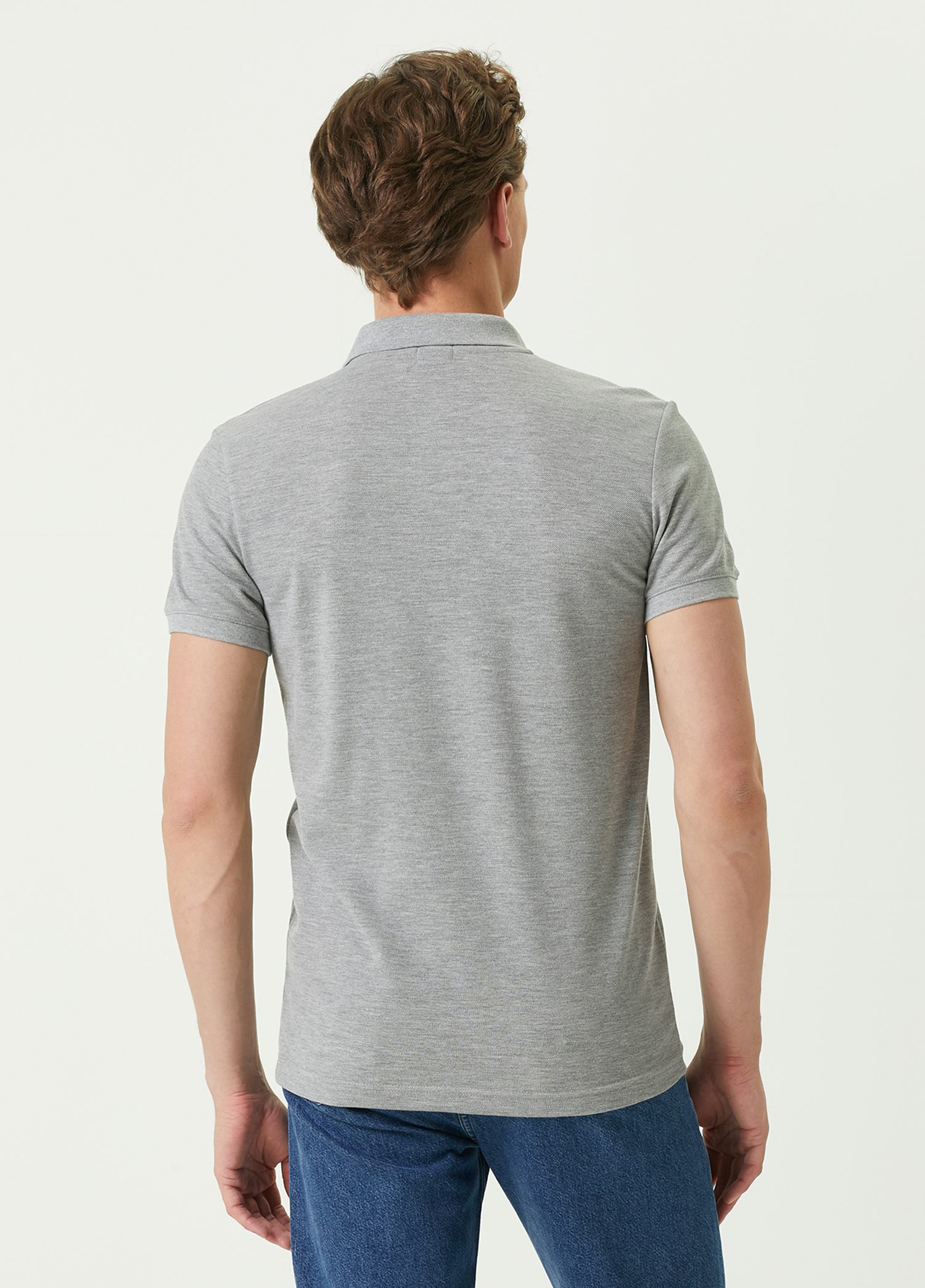 Slim Fit Gri Polo Yaka T-shirt_3