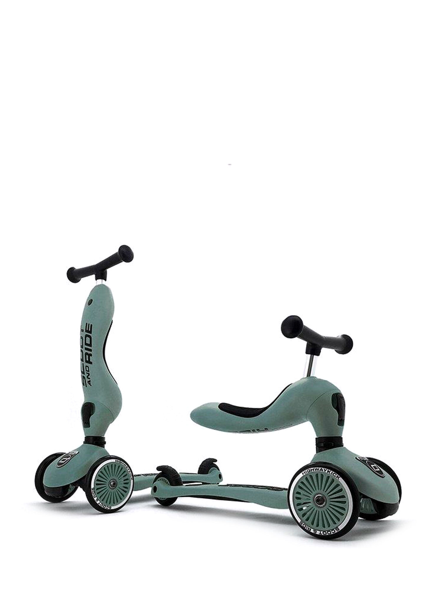 Highwaykick 1 2'si 1 Arada Yeşil Oturaklı 3 Tekerlekli 1-5 Yaş Çocuk Scooter