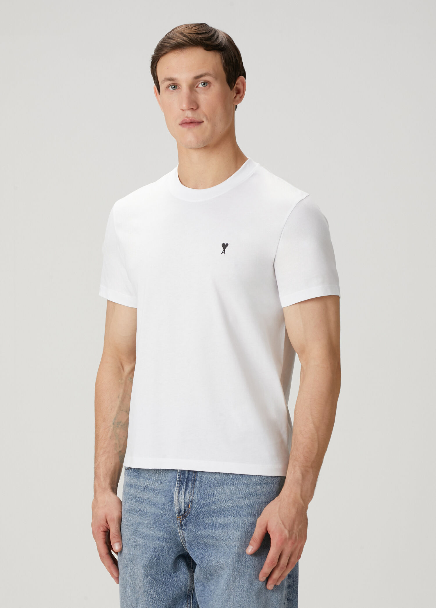 Ami Paris Beyaz Erkek Beyaz Logo Nakışlı T-shirt 1800300 | Beymen