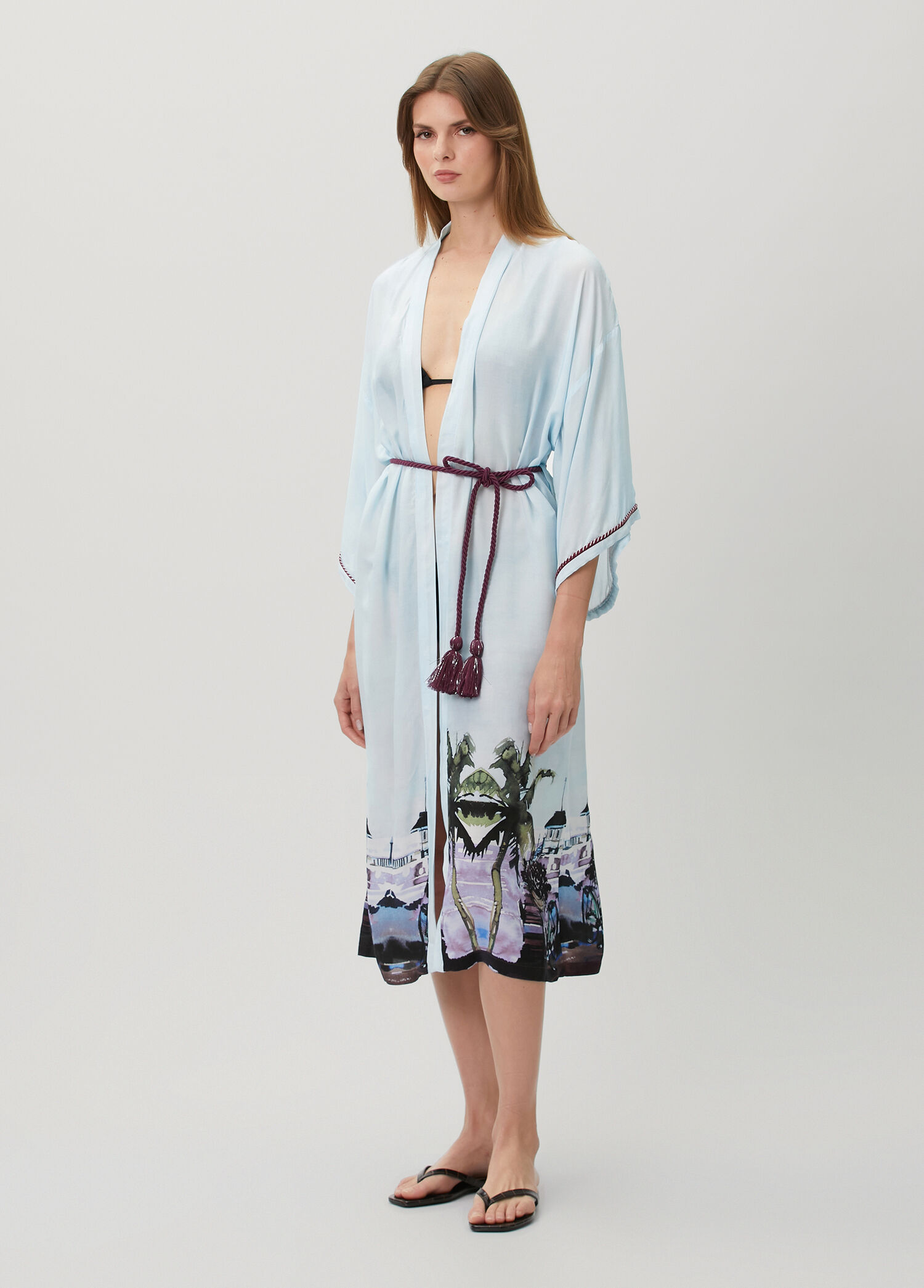 Santa Barbara Mavi Desenli Kimono