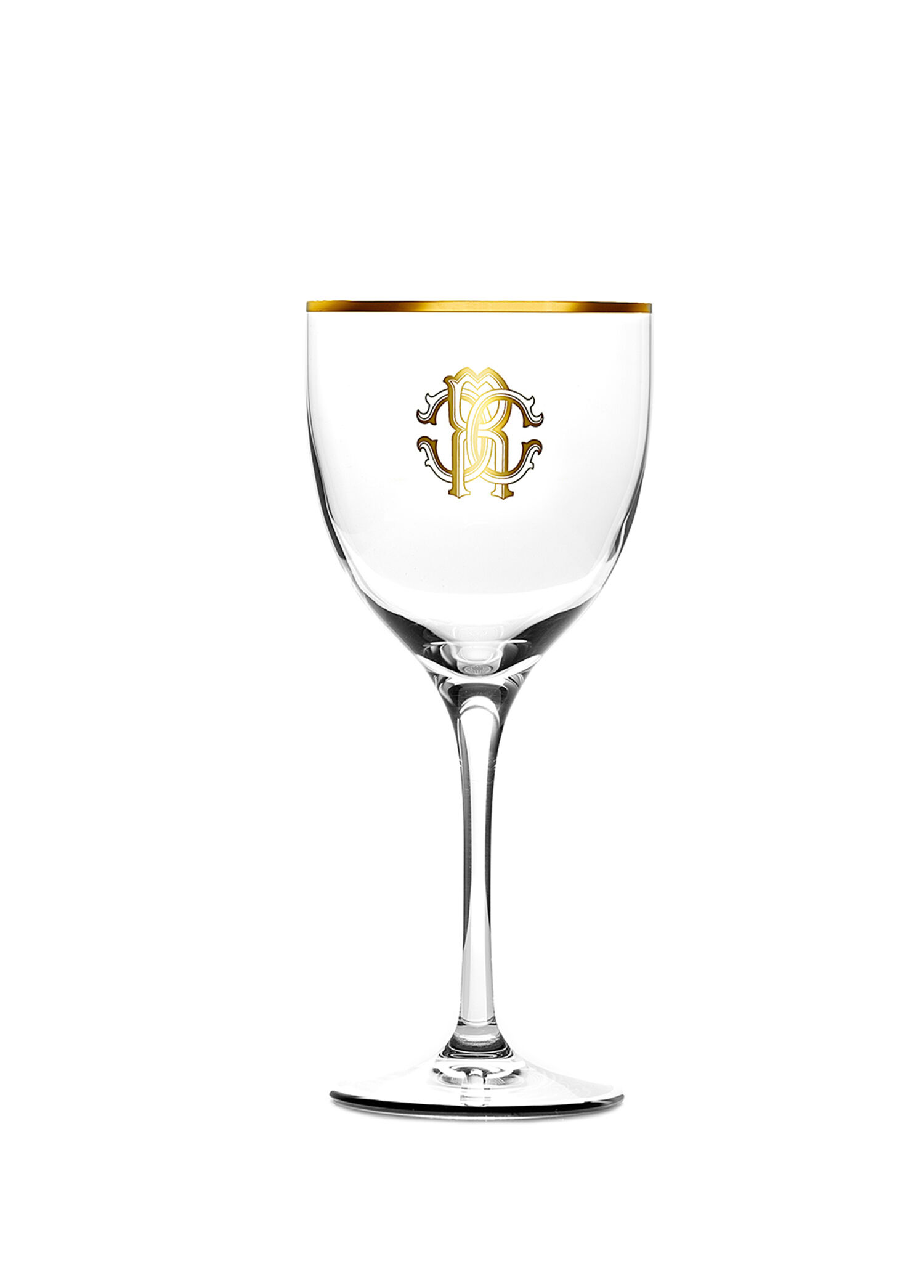 Monogram Gold Altın Dekorlu Kristal Şarap Kadehi