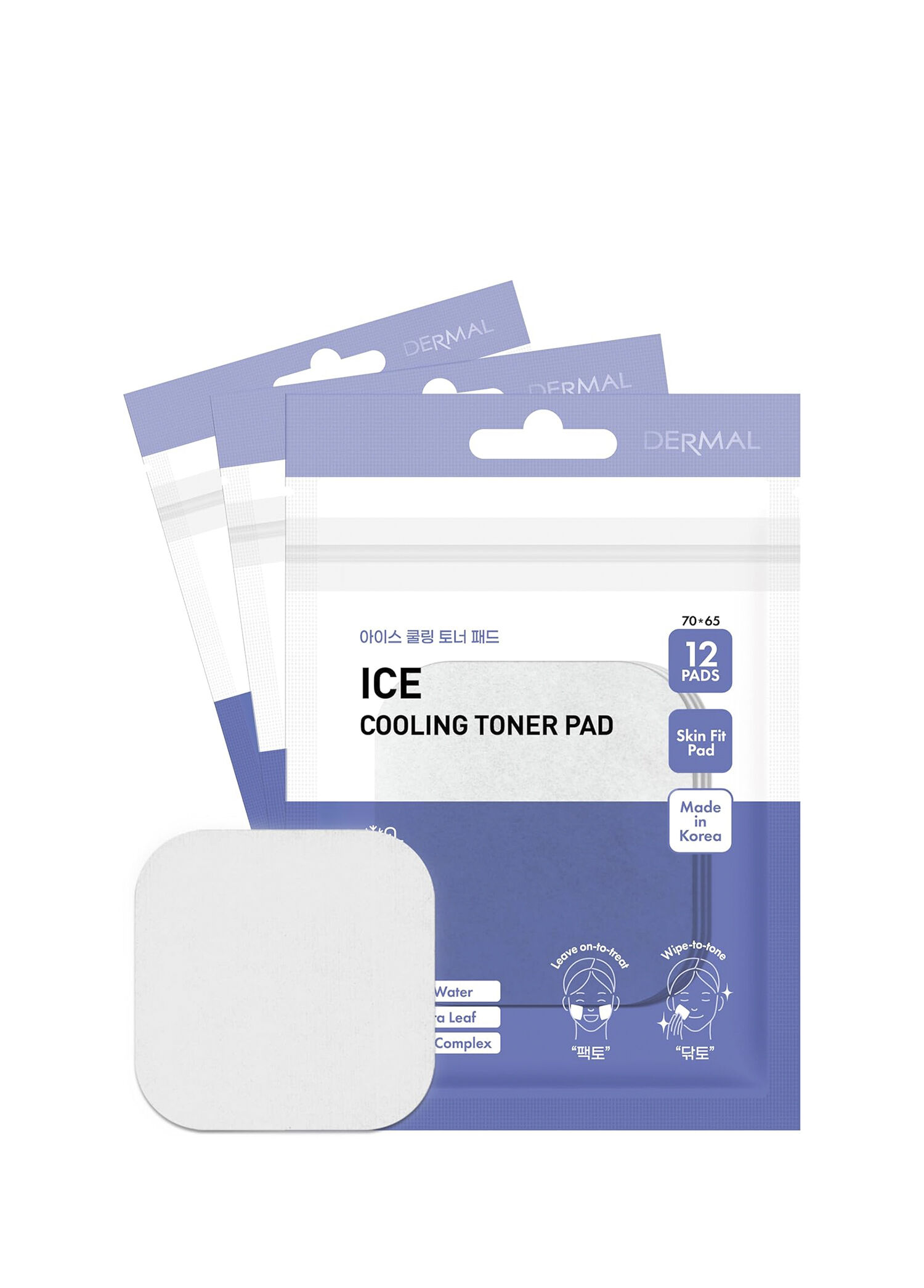 Dermal - Ice Cooling Toner Pad Rahatlatıcı 12'li Tonik Ped - Beyaz