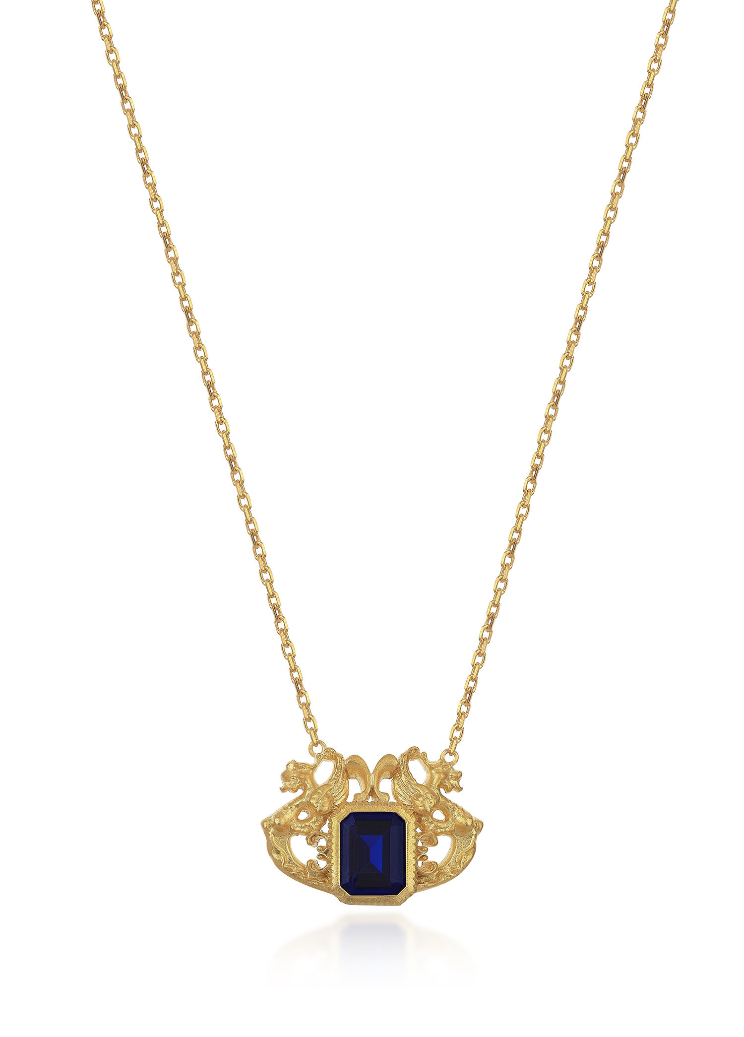 Lancelot Blue 18 Ayar Altın Kaplama Gümüş Unisex Kolye