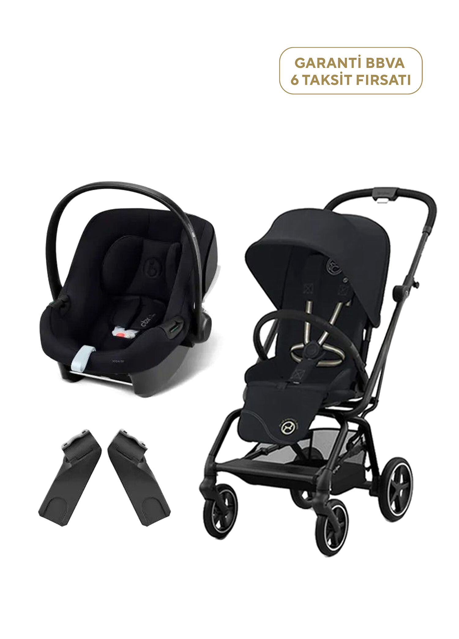 Cybex - Eezy S 360 Twist+2 Black + Aton B2 Black + Adaptör Bebek