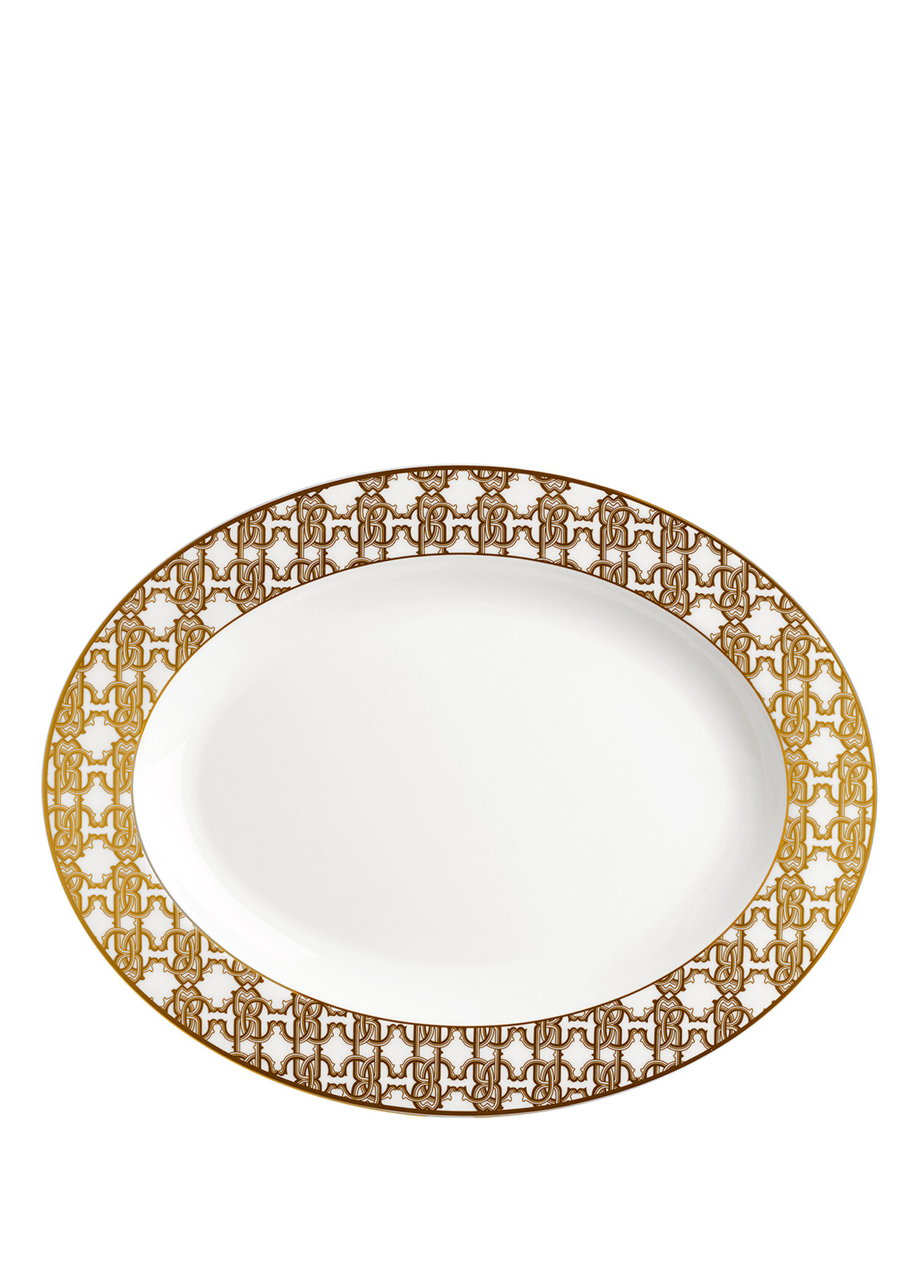 Monogram Gold Altın Dekorlu Porselen Oval Servis Tabağı 36 cm