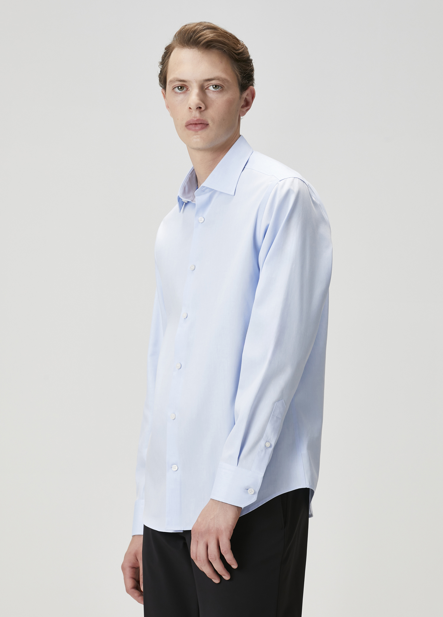 Comfort Fit Açık Mavi Non-iron Oxford Gömlek_4