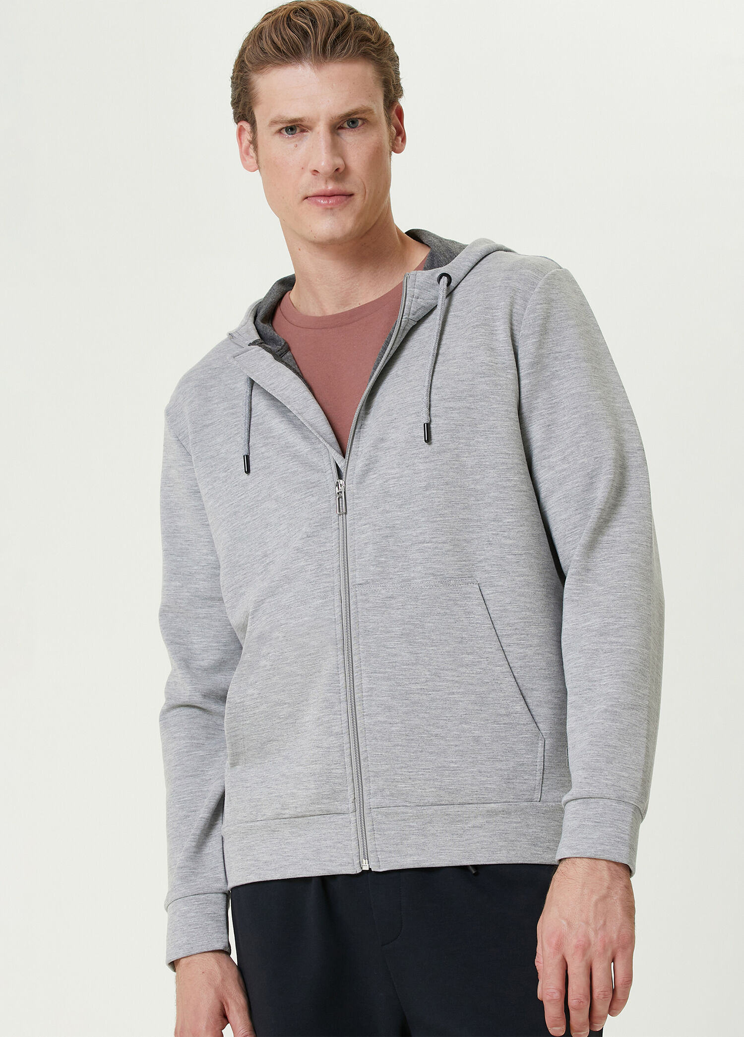 Gri Kapüşonlu Sweatshirt