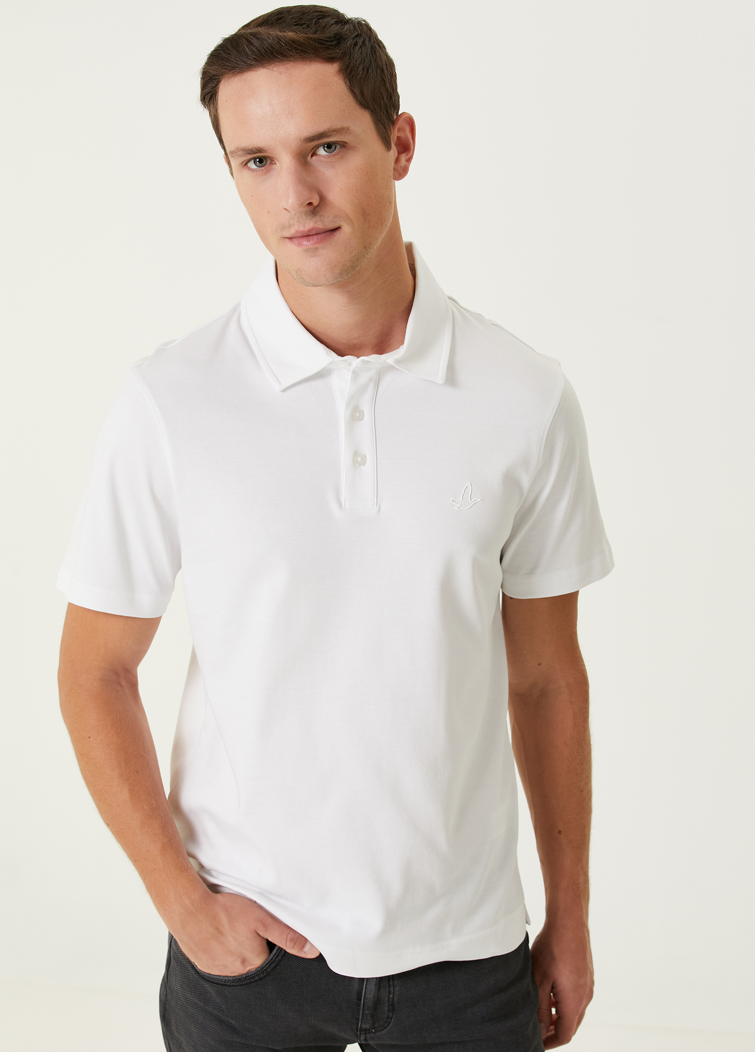 Slim Fit Beyaz Polo T-shirt_1