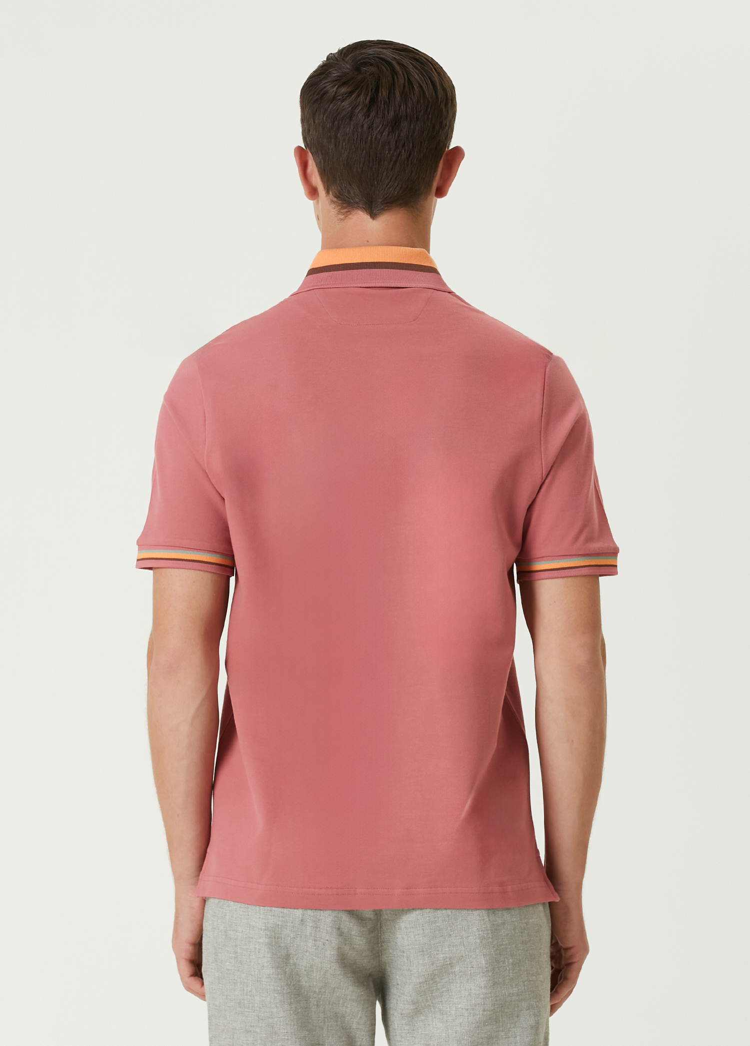 Comfort Fit Polo Yaka Colorblocked Detaylı T-shirt_4