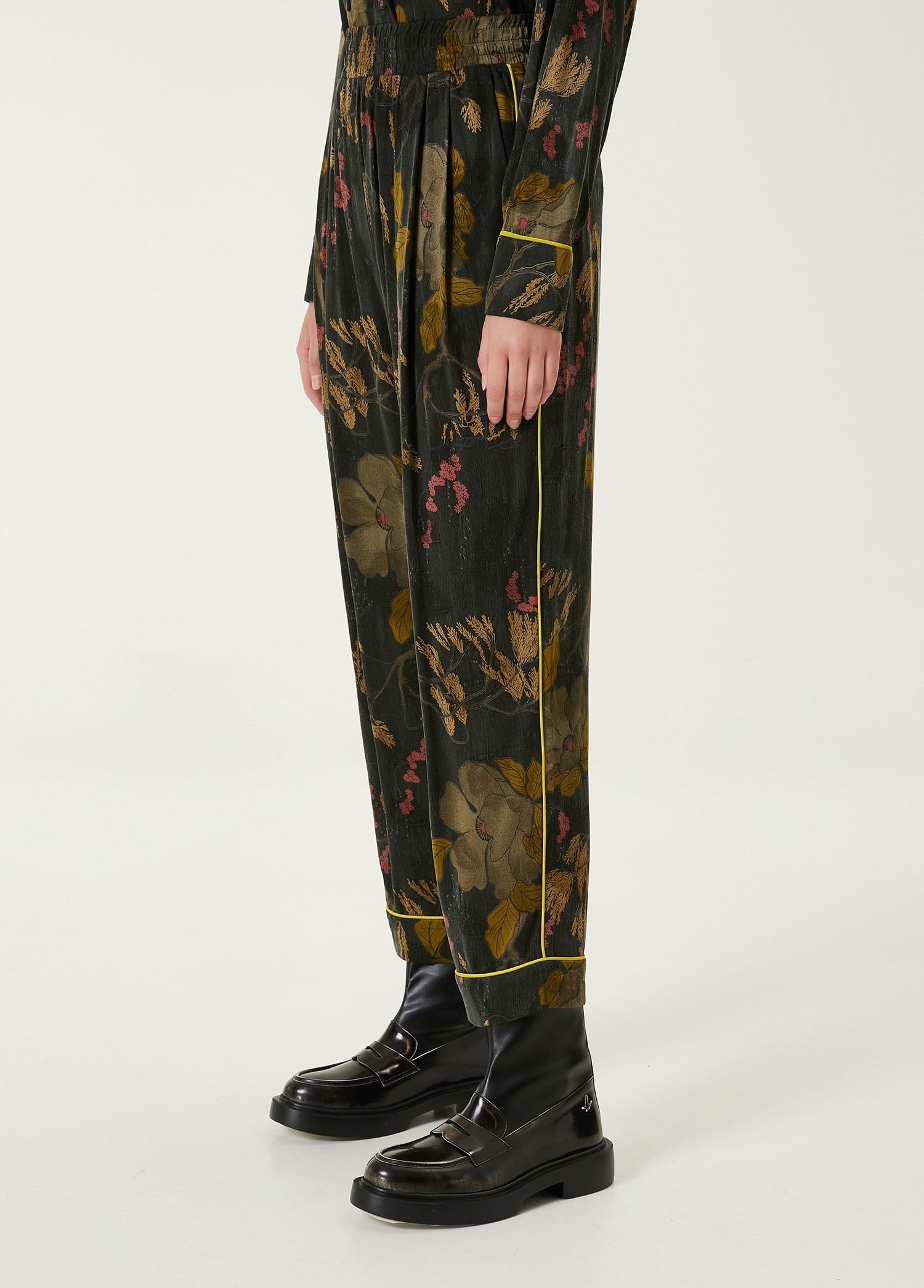 Haki Çiçekli Pijama Pantolon_1