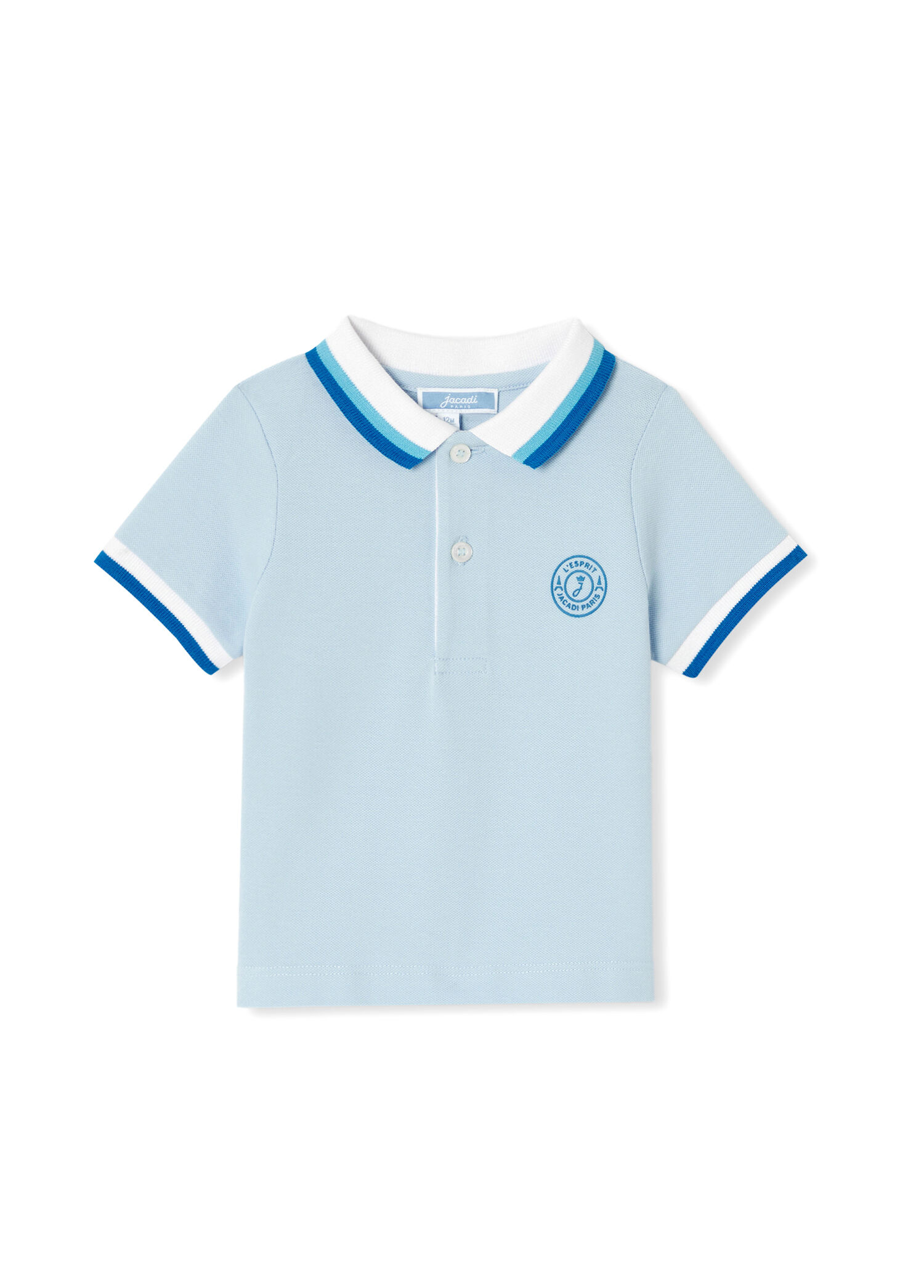 Açık Mavi Nervürlü Polo Yaka Erkek Bebek T-Shirt