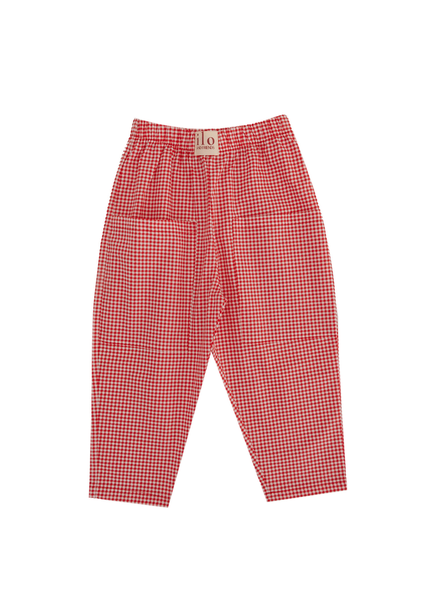 Barrel Checky Kırmızı Pamuklu Unisex Bebek Çocuk Pantolon